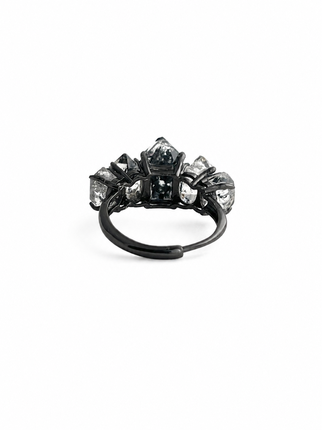 Black Inclusion Herkimer Diamond Quartz Ring