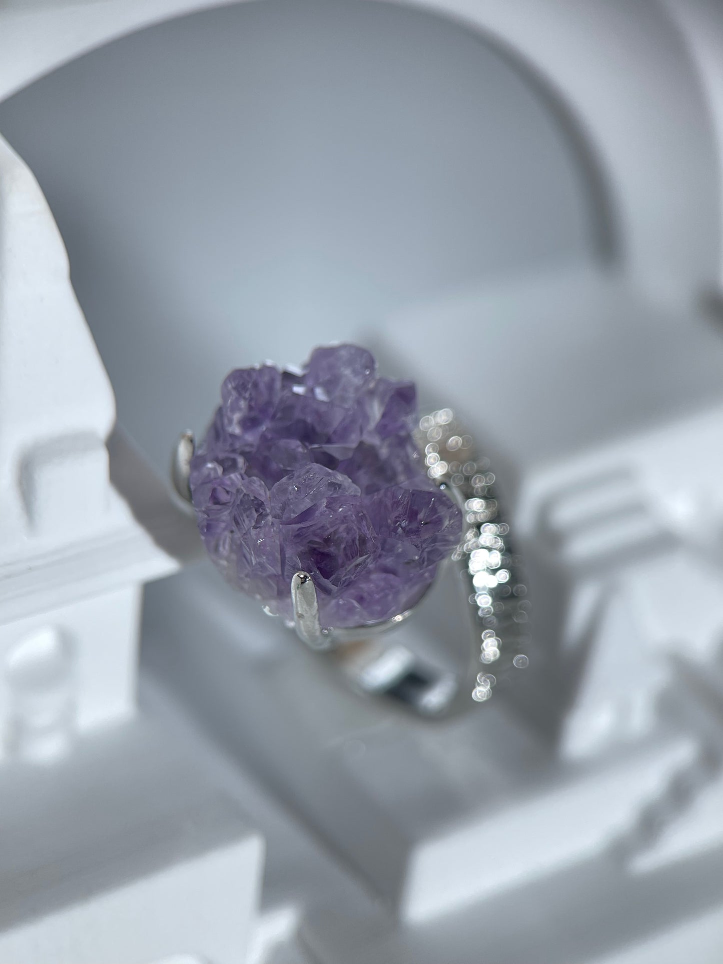 Amethyst Druzy Ring