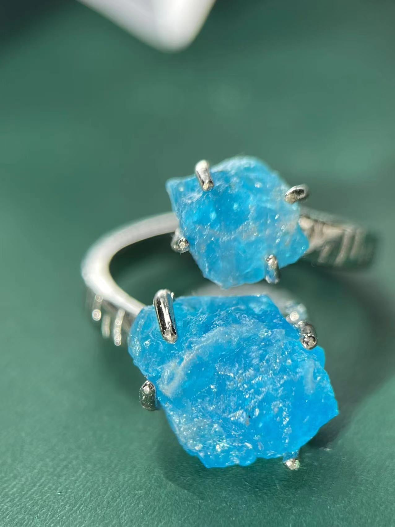 Double Blue Apatite Ring