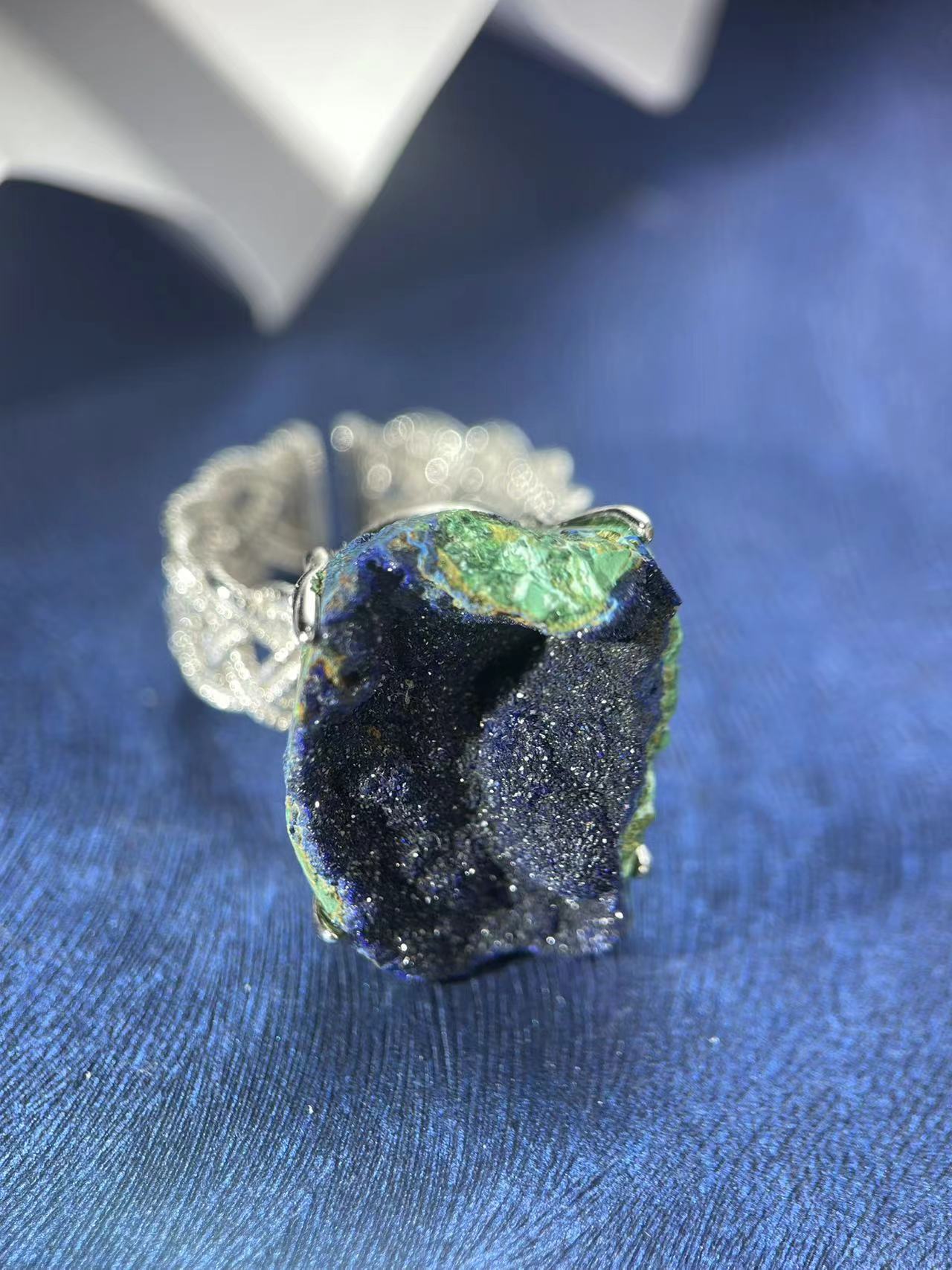 Raw Azurite Statement Ring