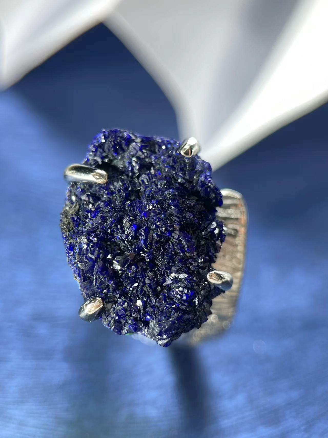 Raw Azurite Statement Ring
