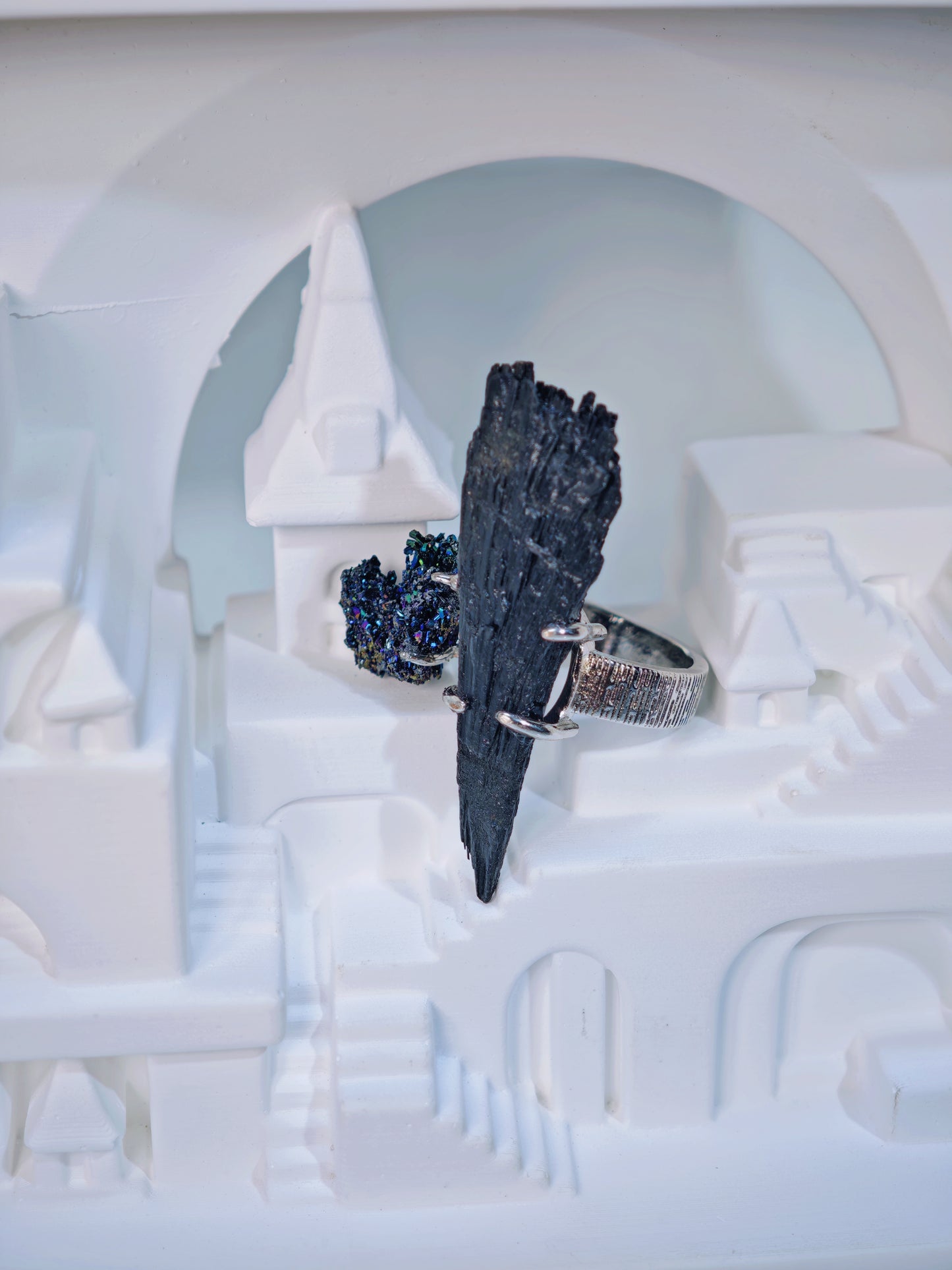 Black Tourmaline & Titanium Quartz Ring