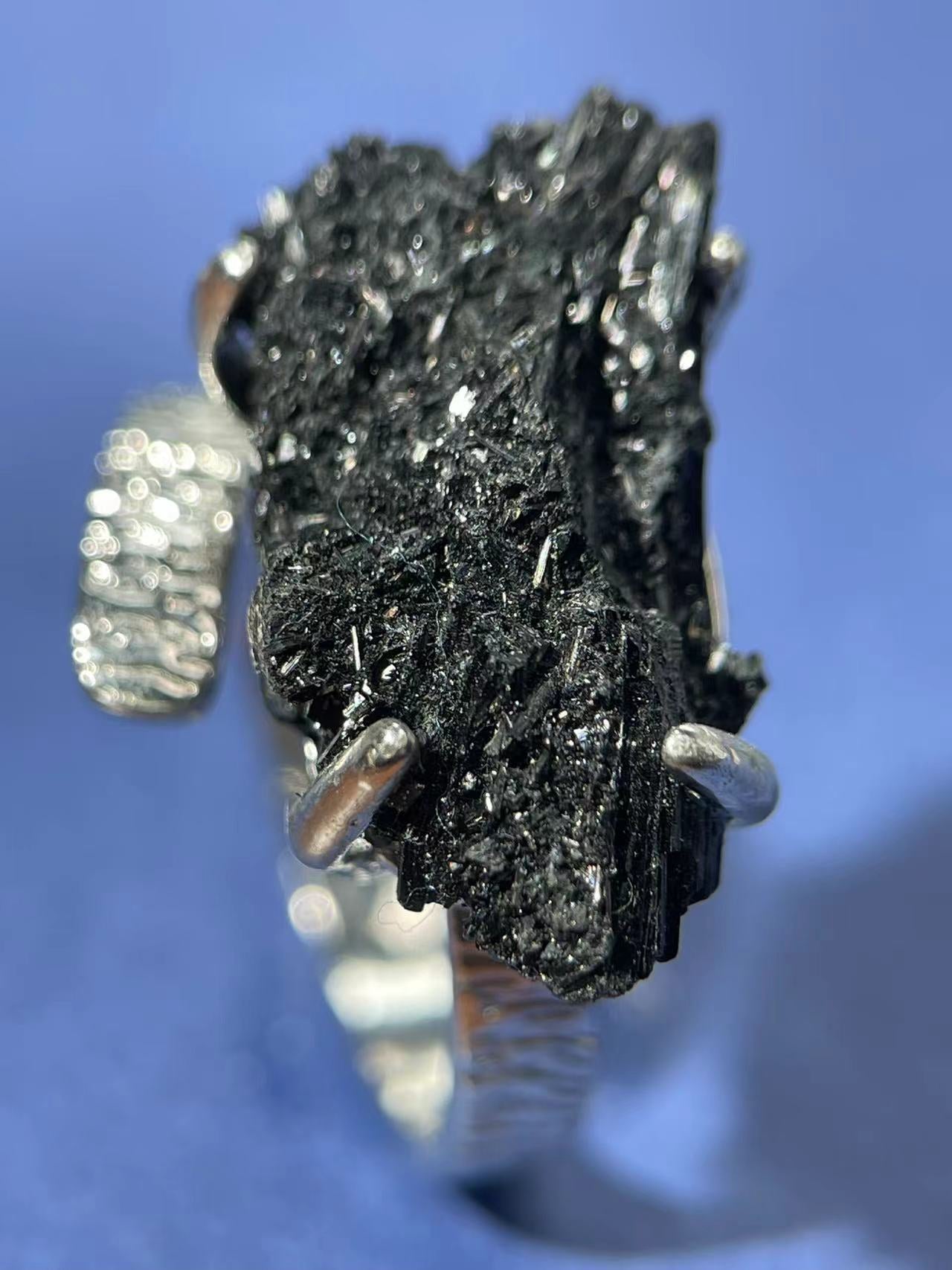 Black Tourmaline (Single Flower) Ring