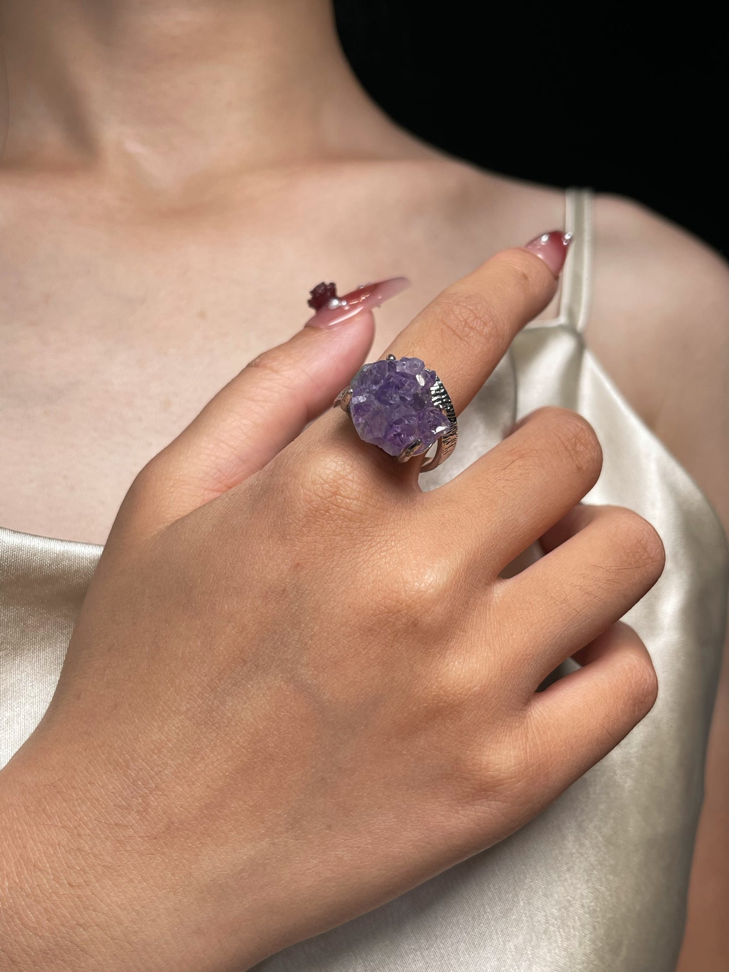 Amethyst Druzy Ring