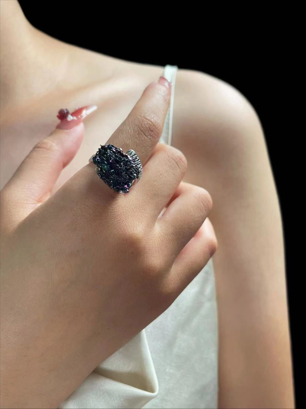 Peacock Ore (Single Crystal) ring