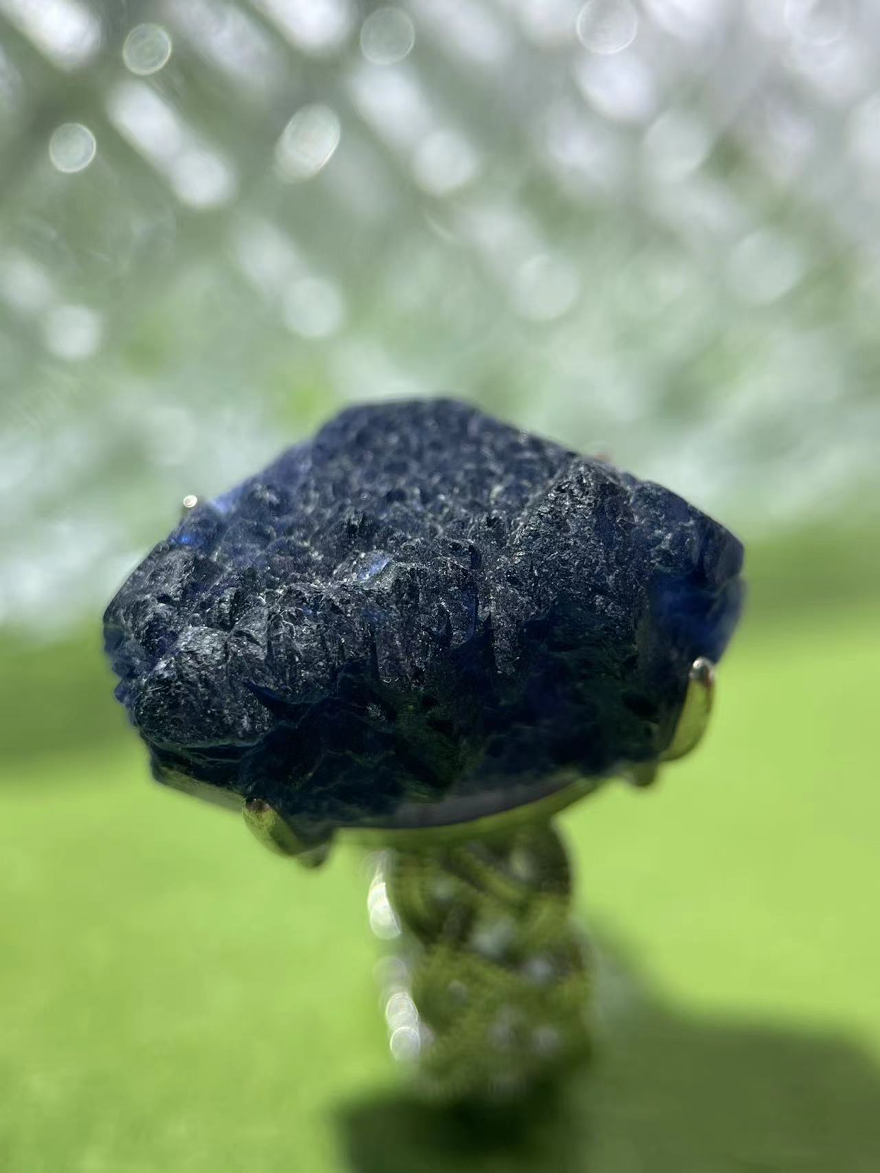Raw Azurite Statement Ring