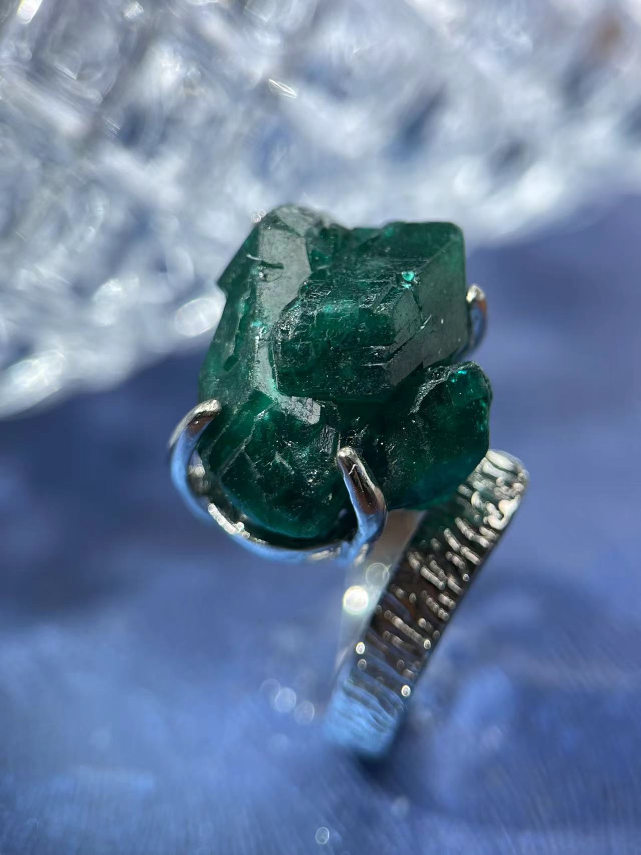 Dioptase ring / necklace / earrings