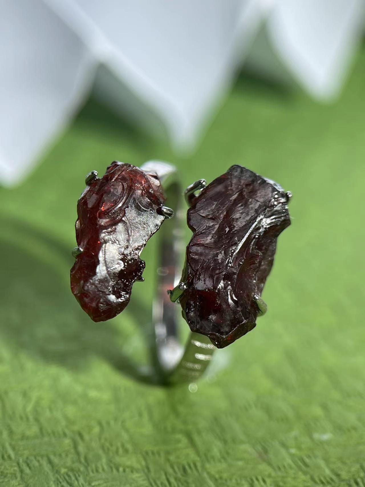 Twin Mexican Geode Raw Crystal Ring