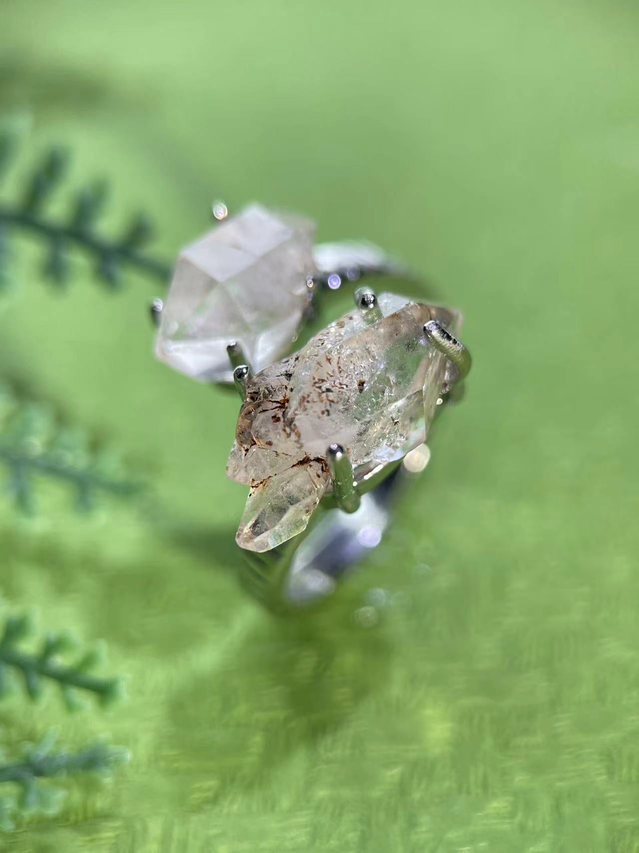 Double Red Clay Petroleum Quartz Ring