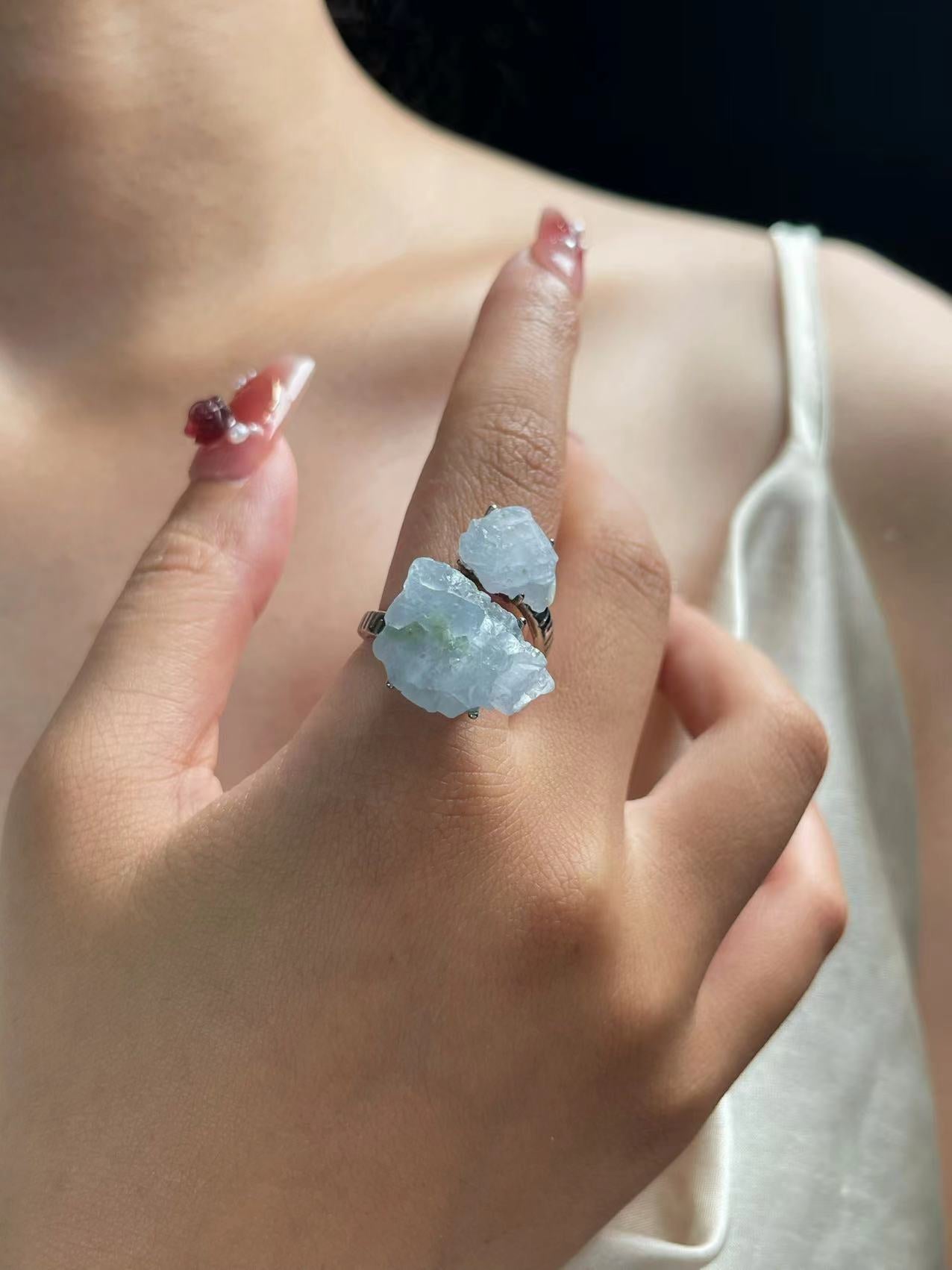 Double Blue Calcite ring