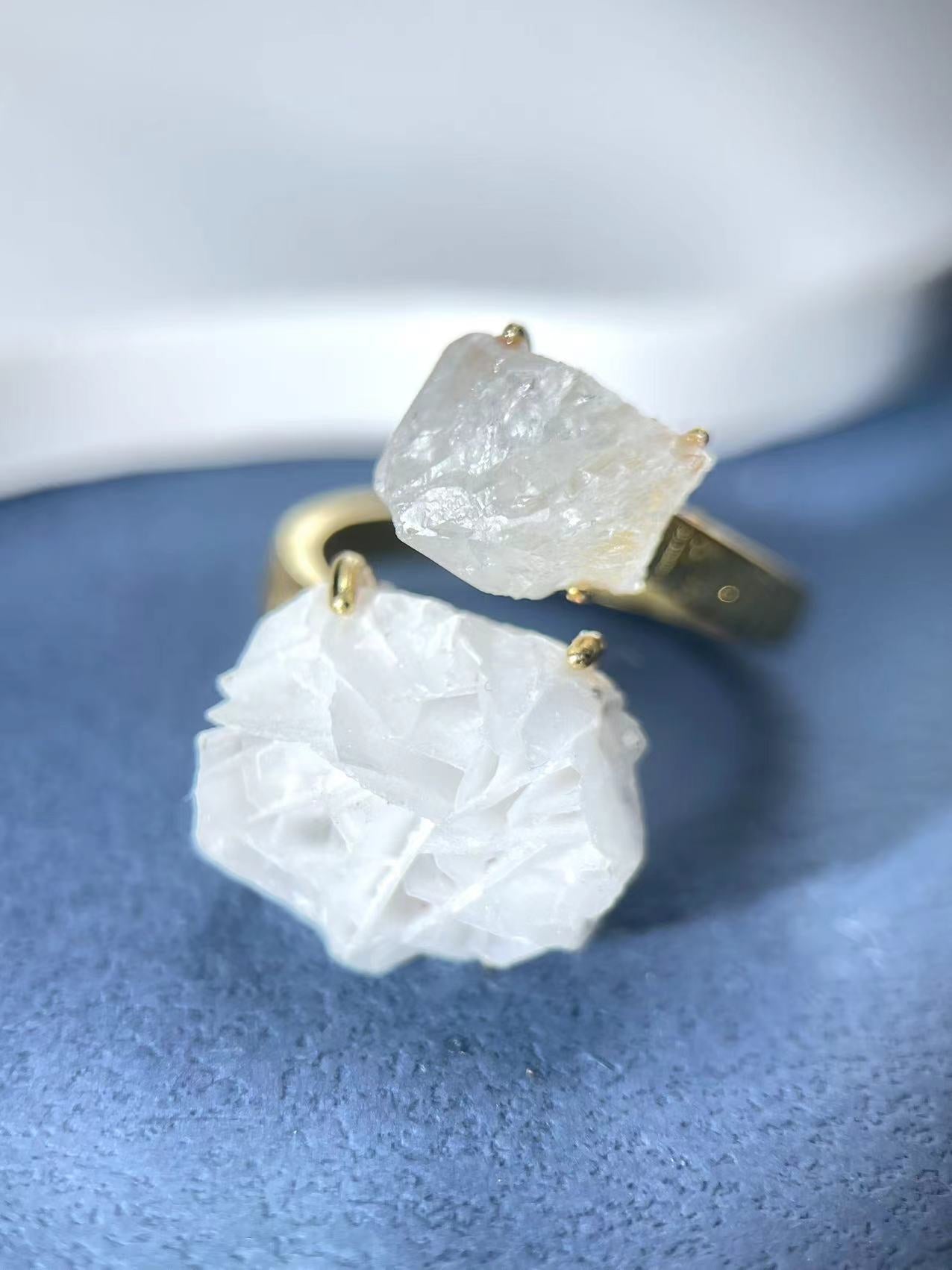 Calcite Desert Rose with Clear Quartz Ring