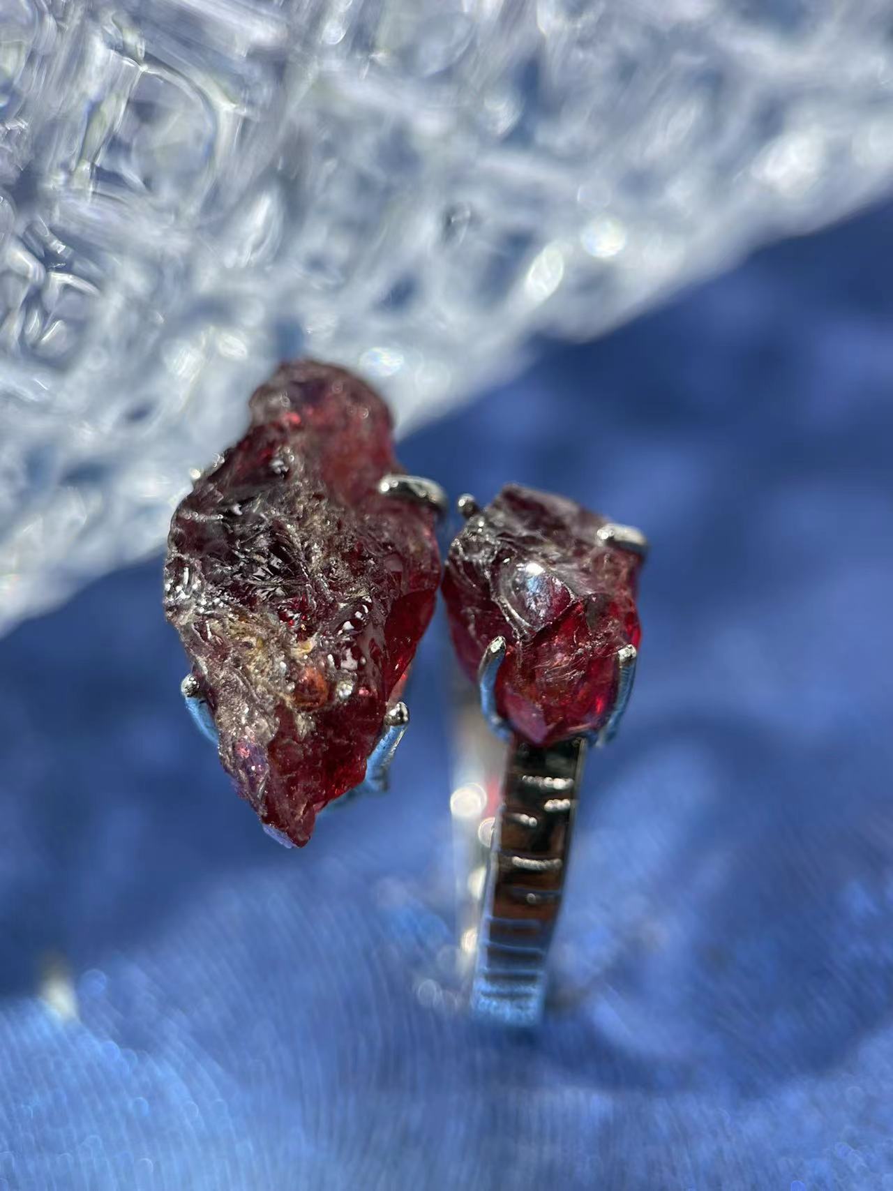 Twin Mexican Geode Raw Crystal Ring