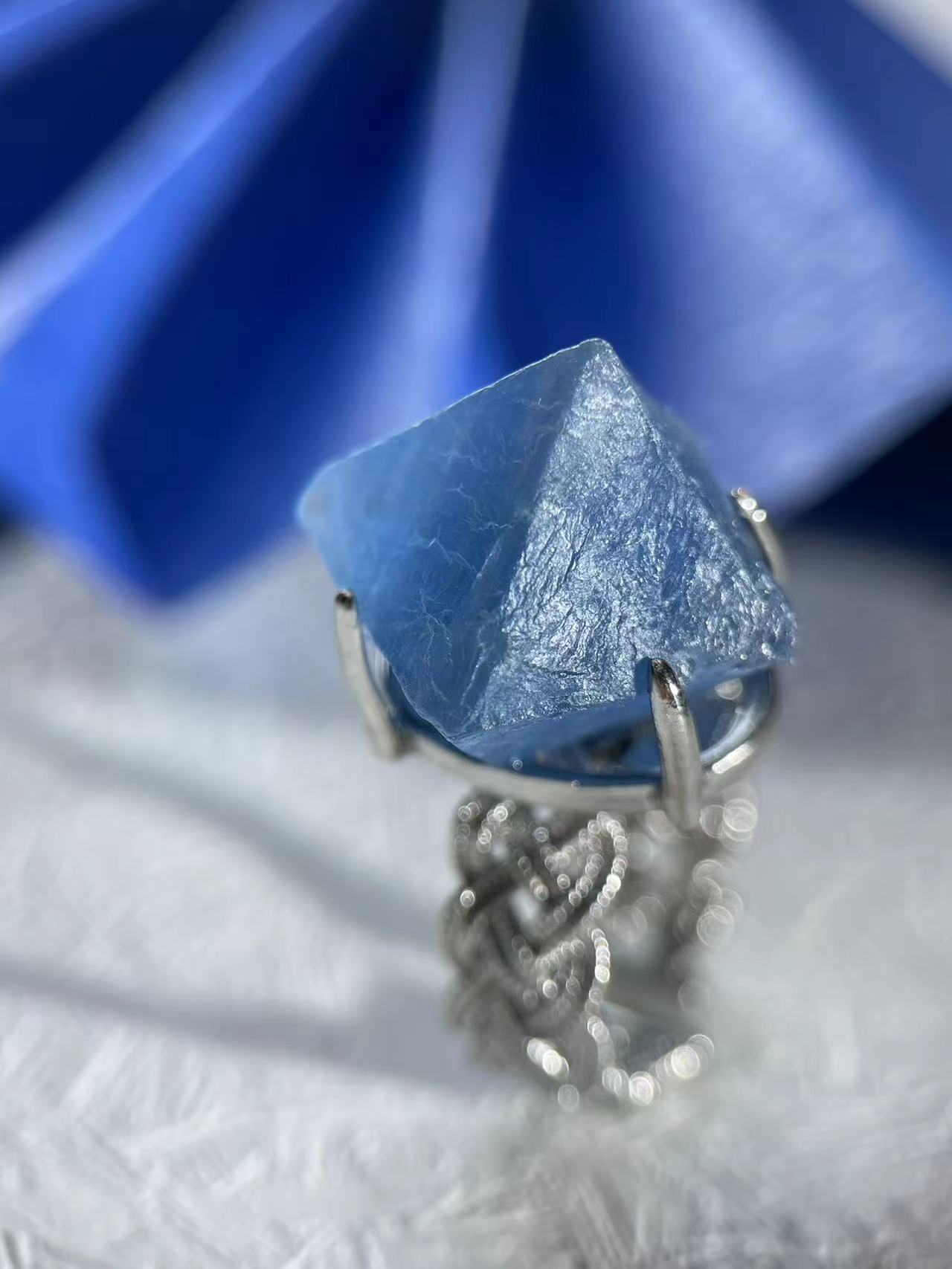 Blue Octahedral Fluorite Ring