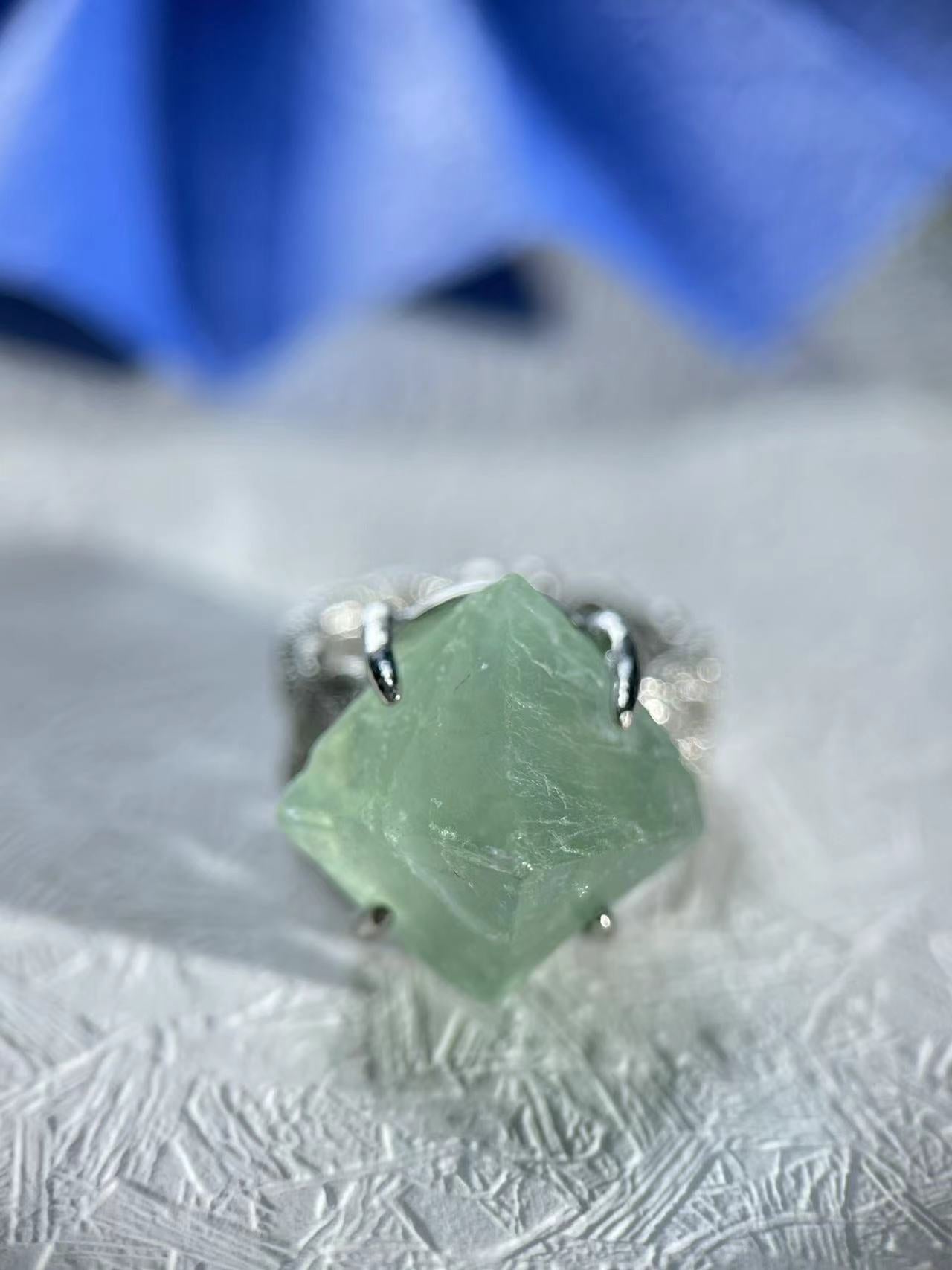 Green Octahedral Fluorite Ring
