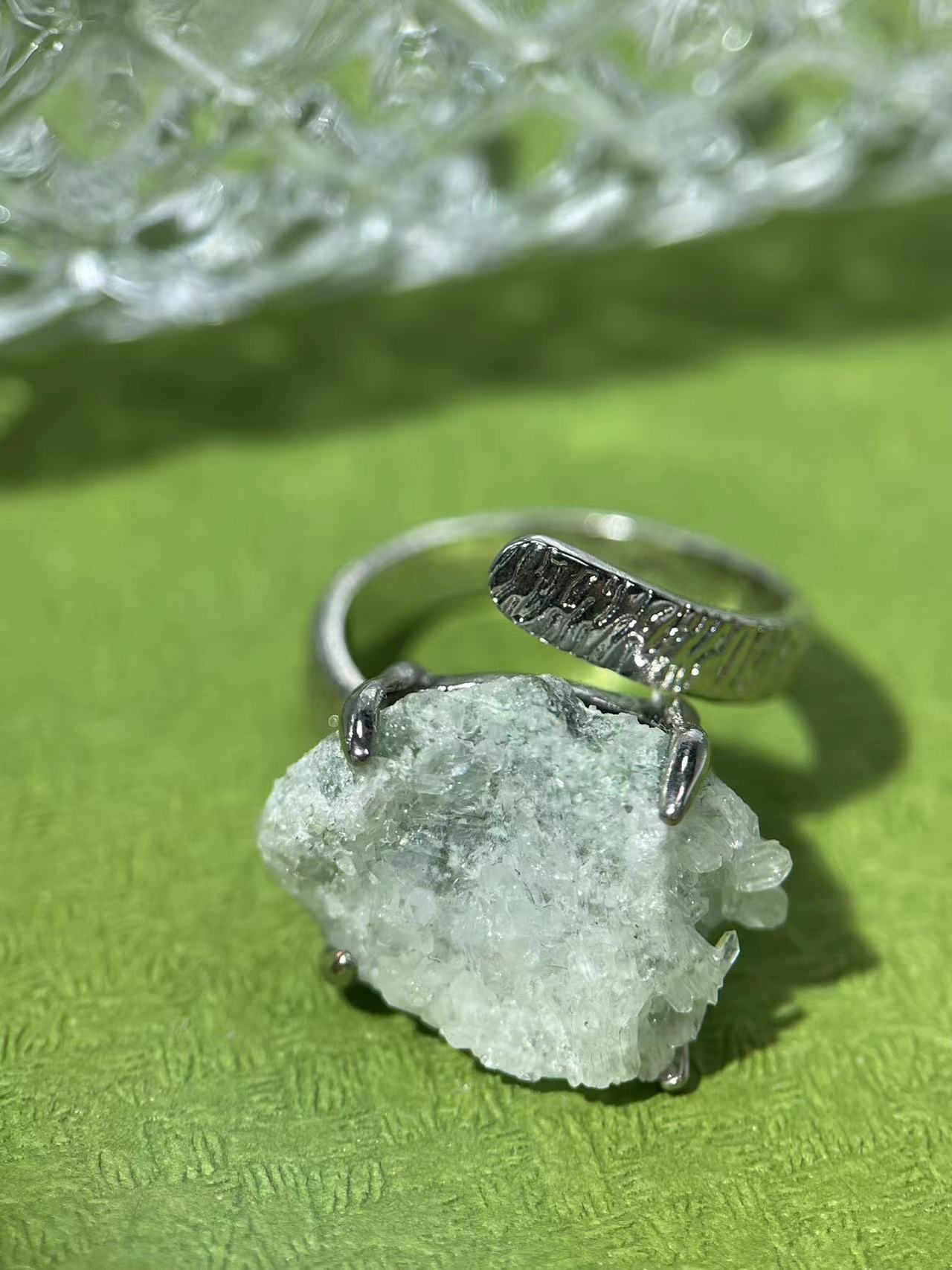 Green Strawberry Quartz Ring