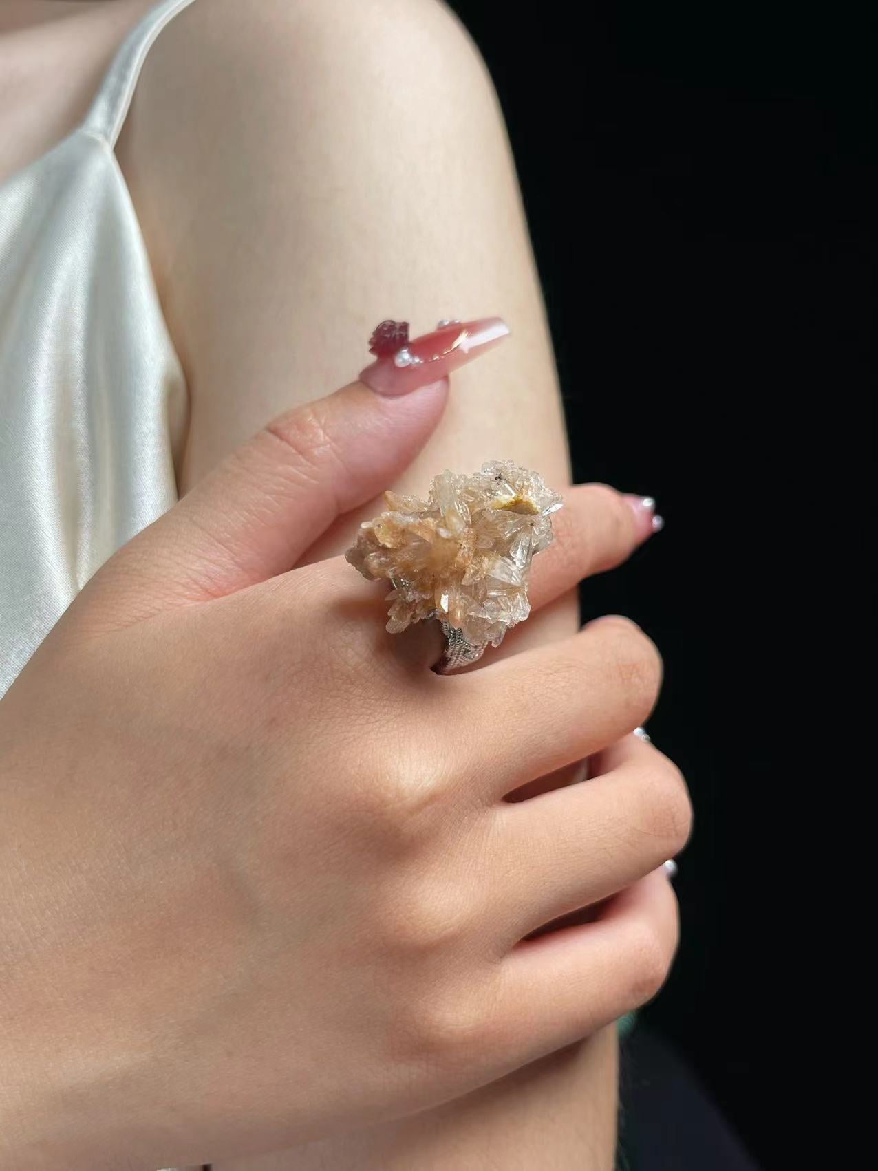 Raw Gypsum Flower Ring