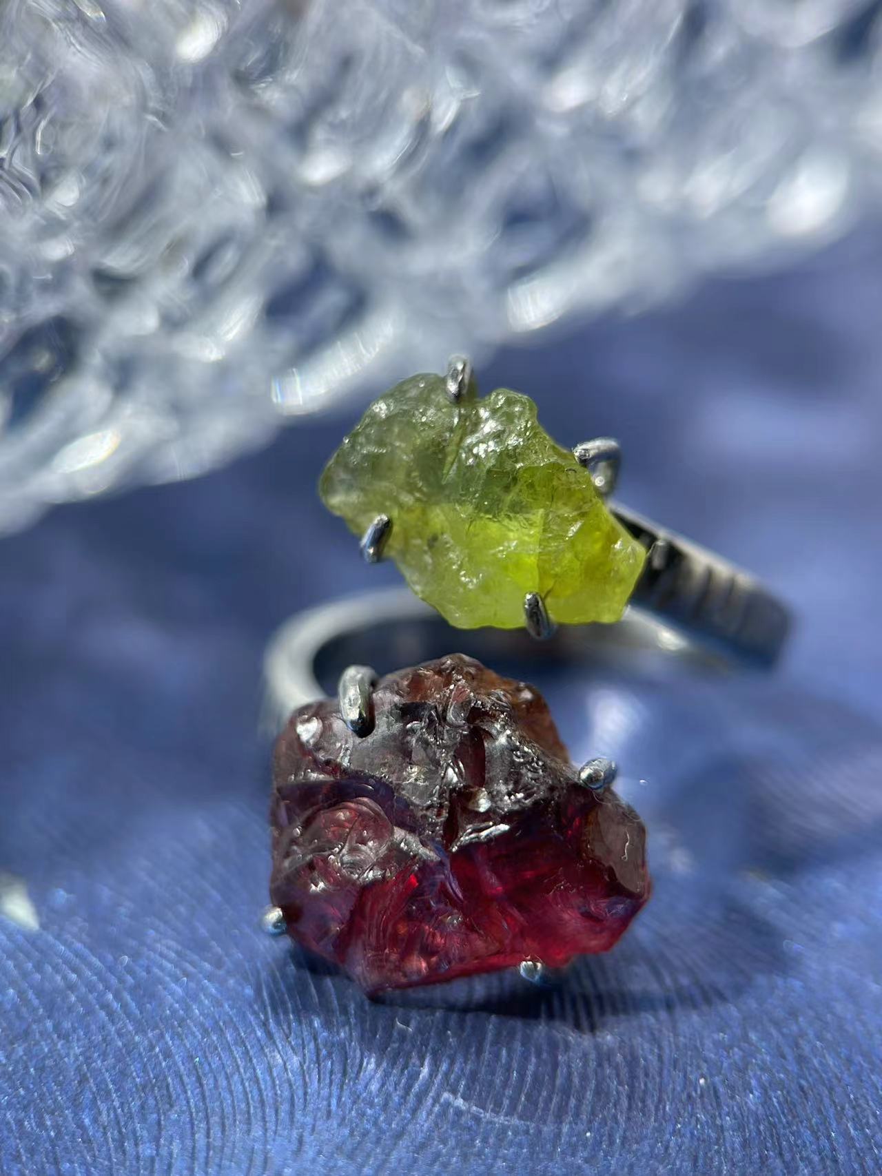 Garnet with Diopside Raw Ring