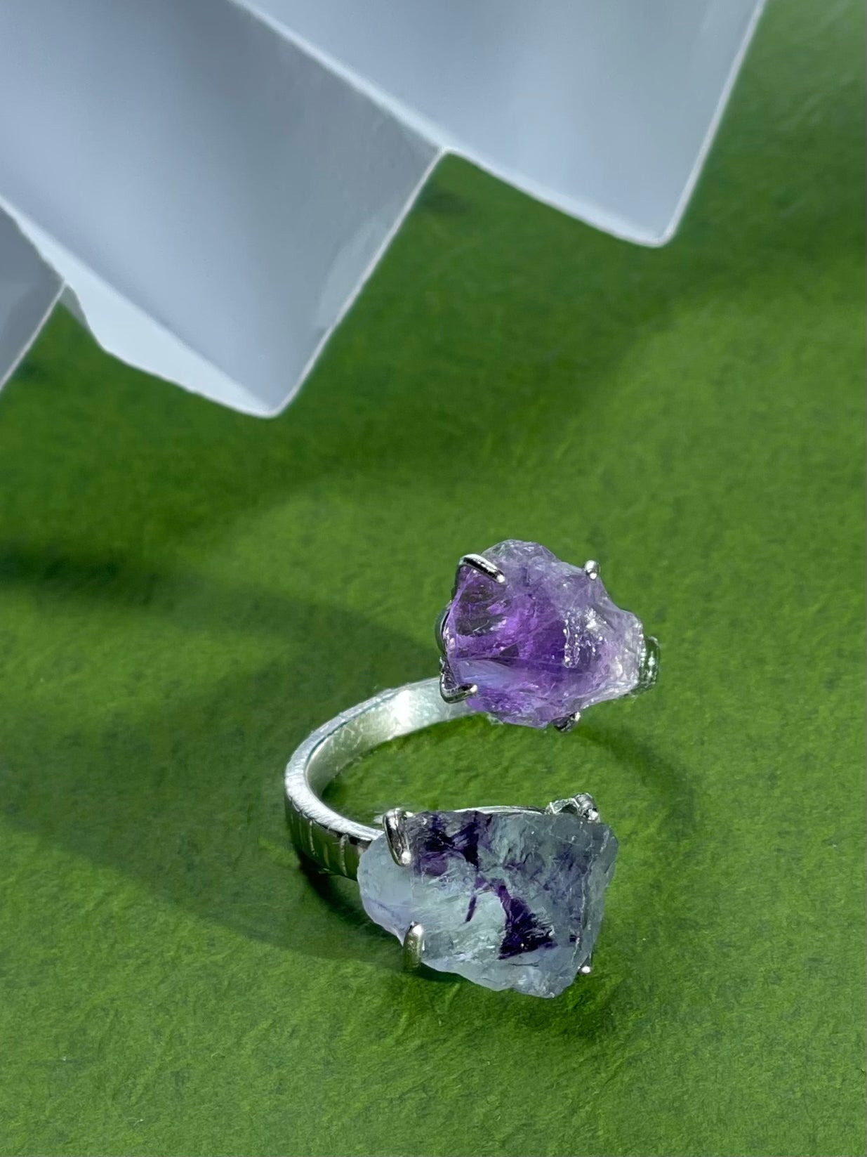 Phantom Fluorite & Amethyst Ring