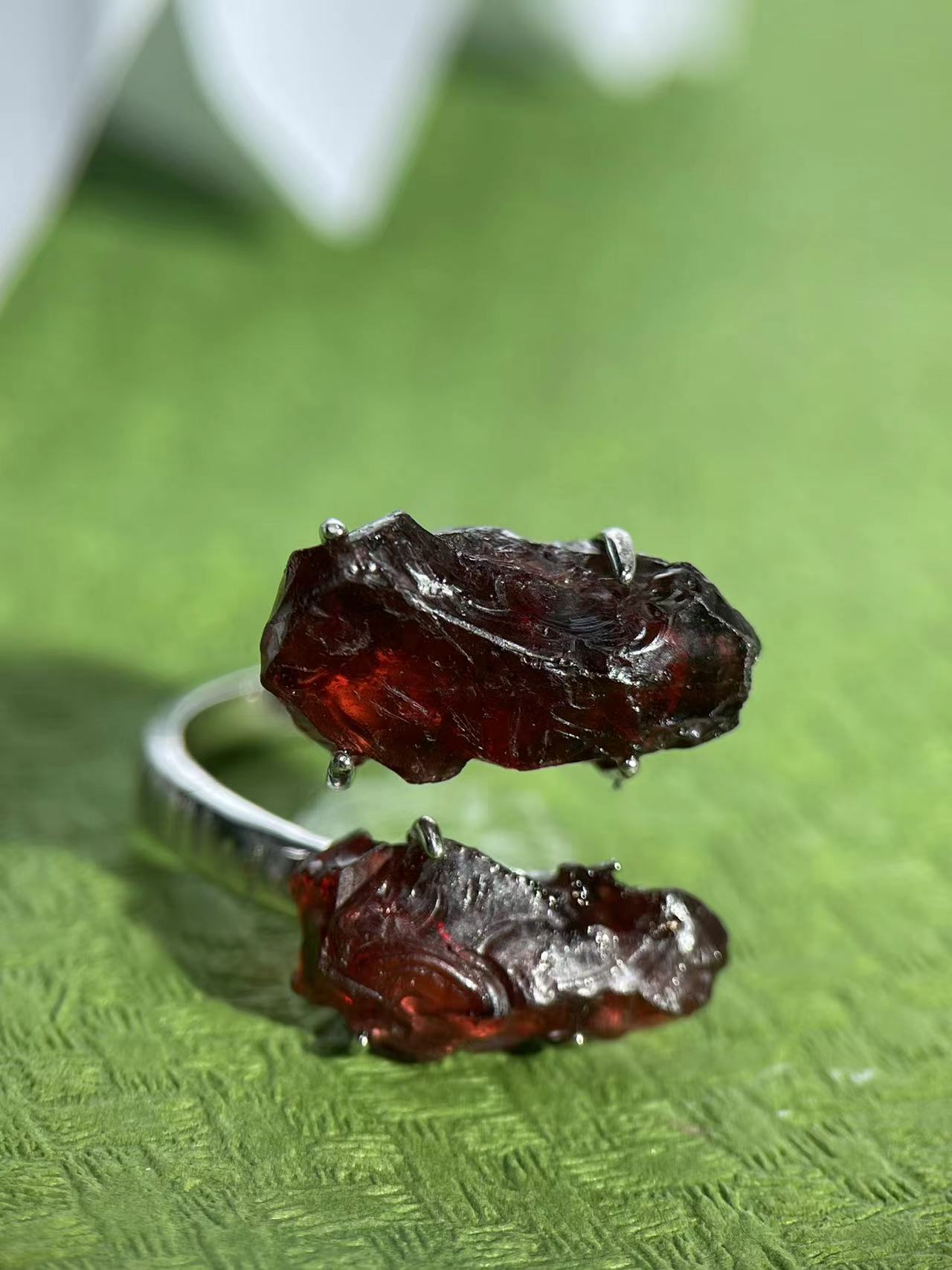 Twin Mexican Geode Raw Crystal Ring