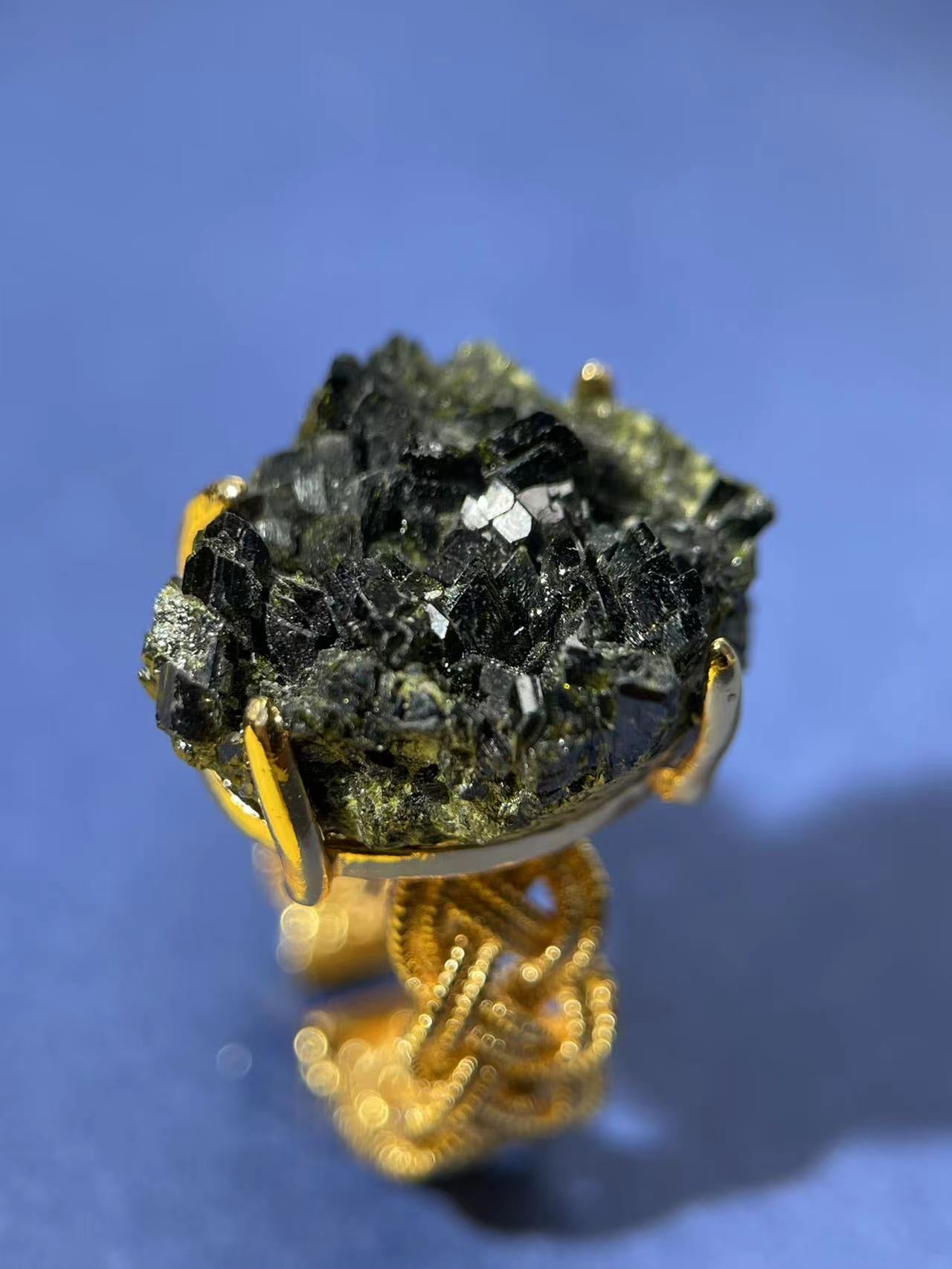 Verdelite Tourmaline with Epidote Ring