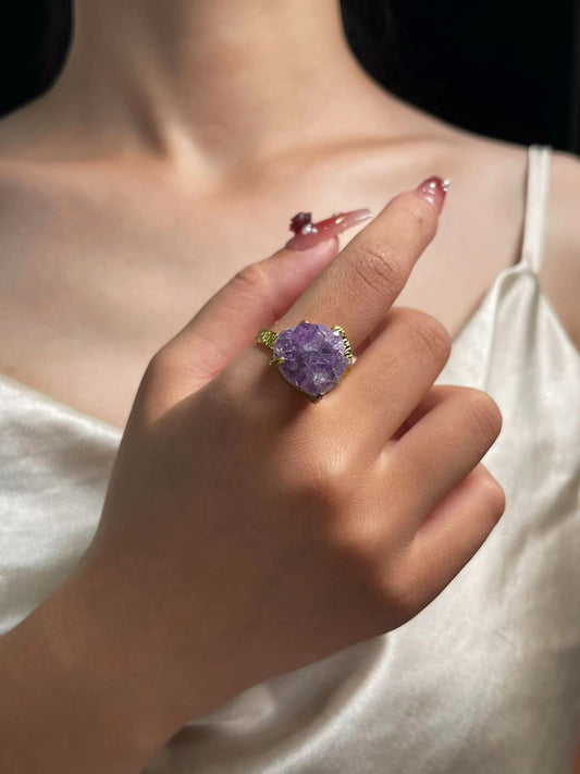 Amethyst Druzy Ring