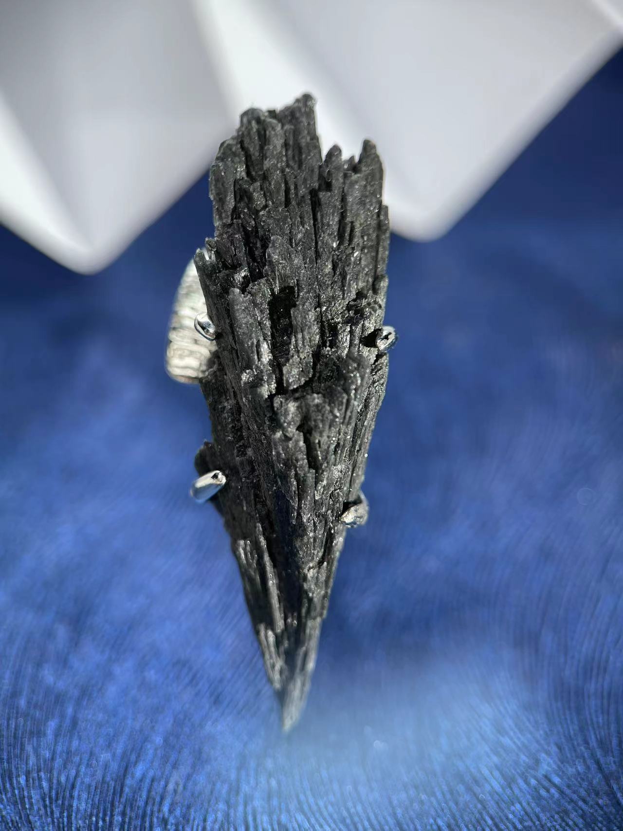 Black Tourmaline (Feathered Cluster) Ring