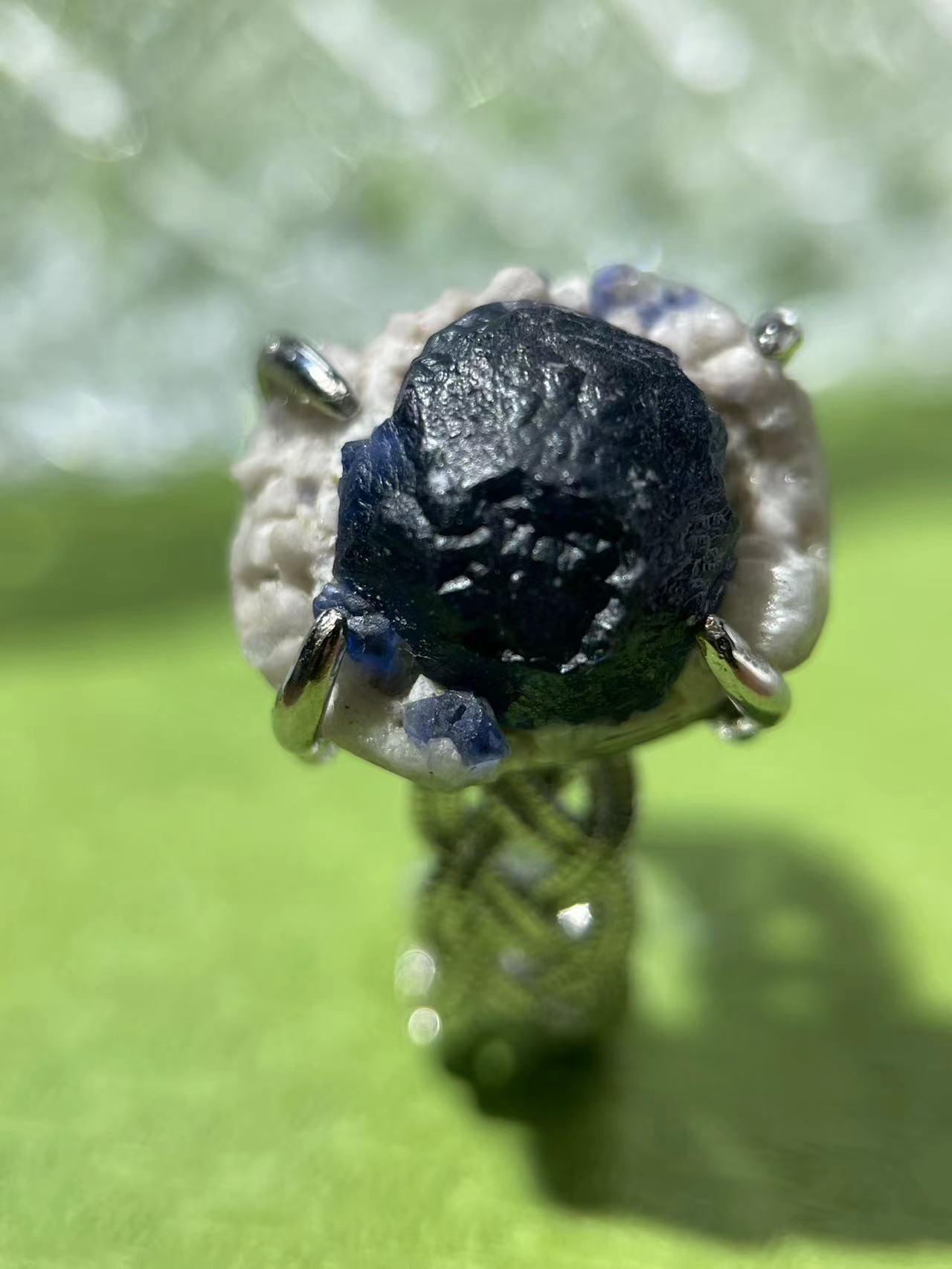 Blueberry Fluorite Cluster Ring