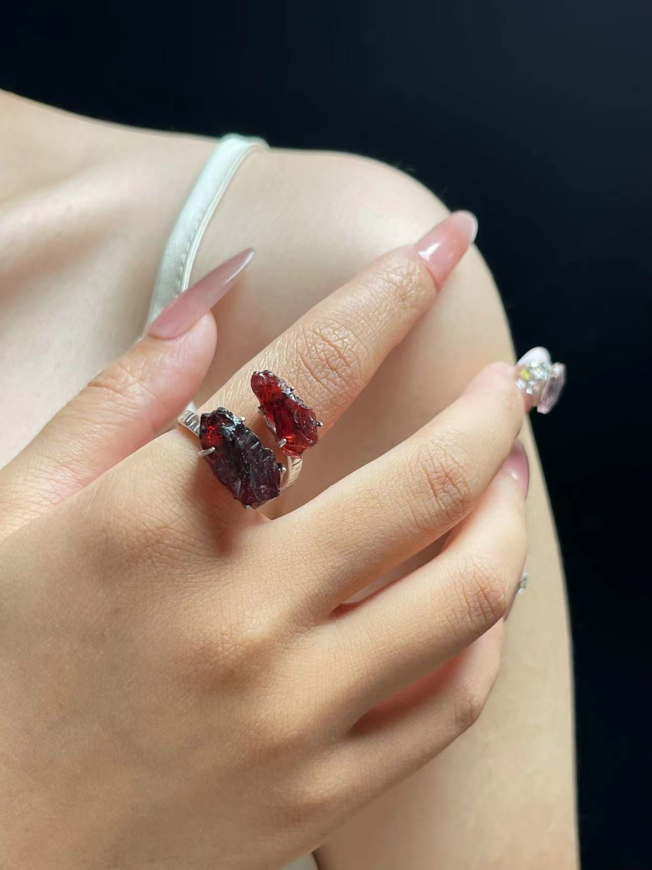Twin Mexican Geode Raw Crystal Ring