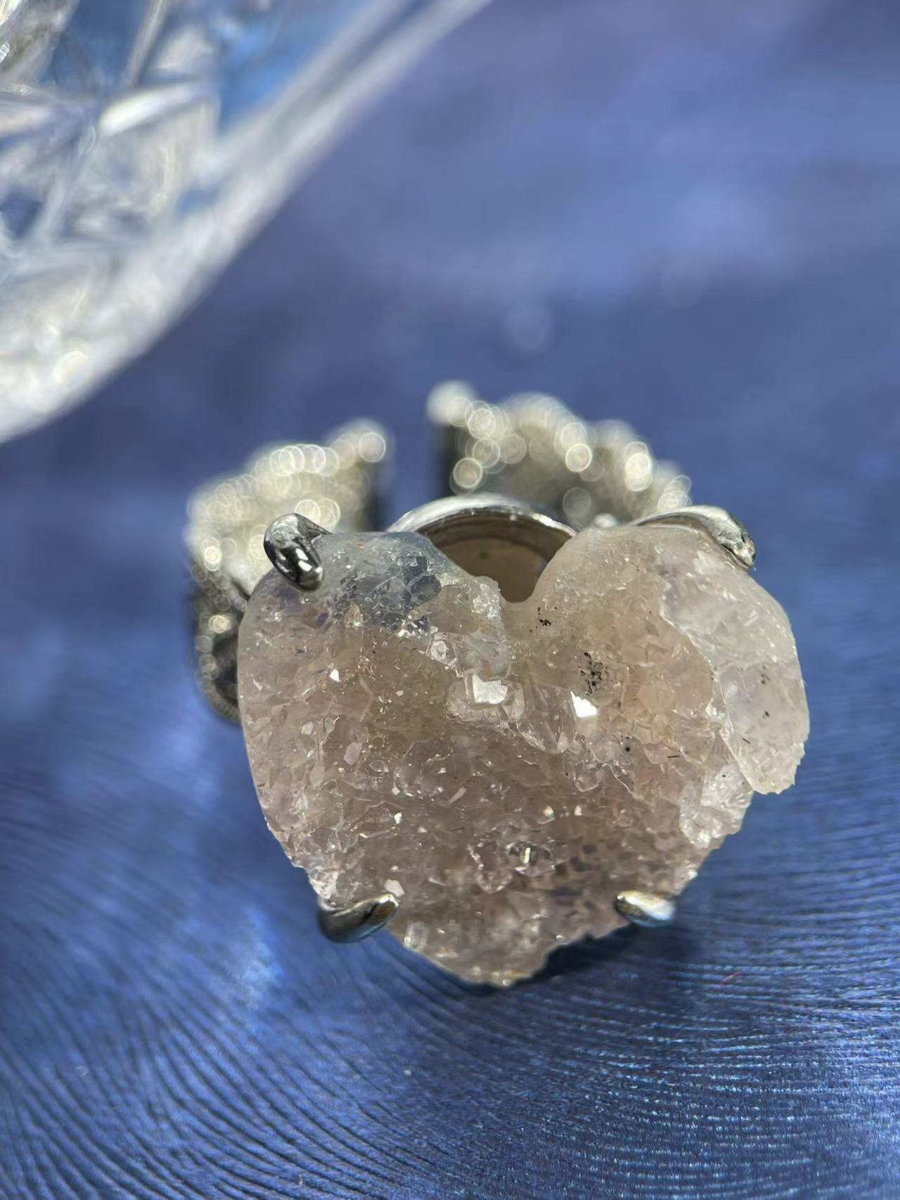 Heart-Shaped Sugar Quartz Ring