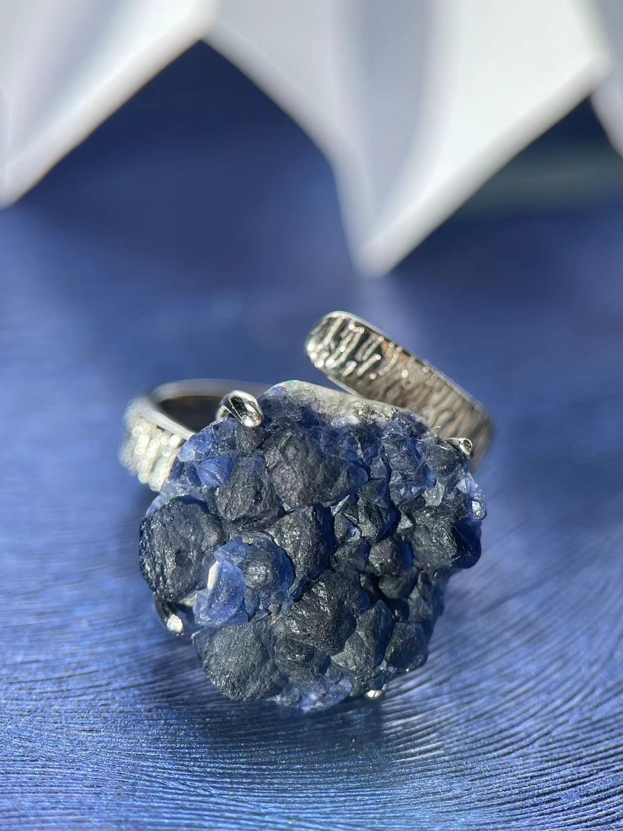 Blueberry Fluorite Cluster Ring