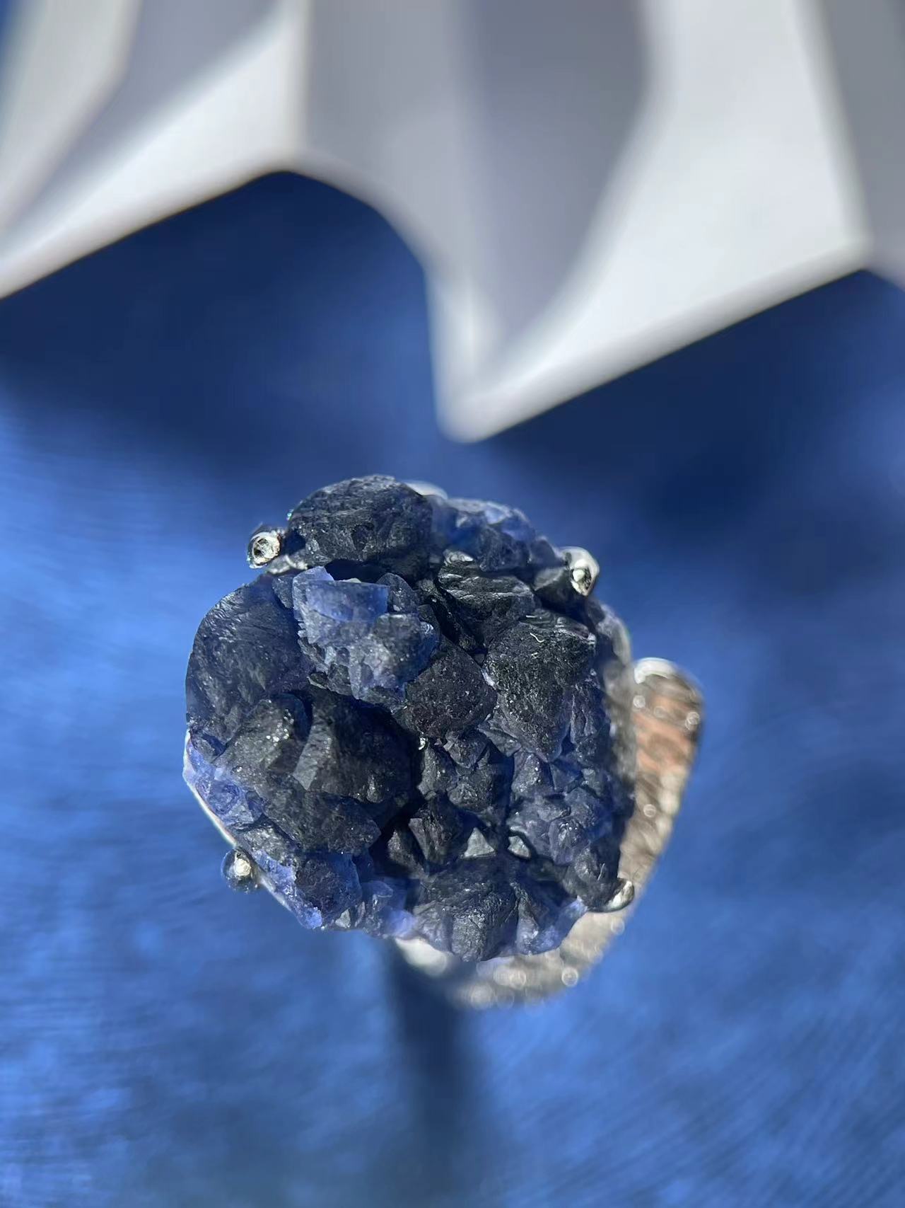 Blueberry Fluorite Cluster Ring