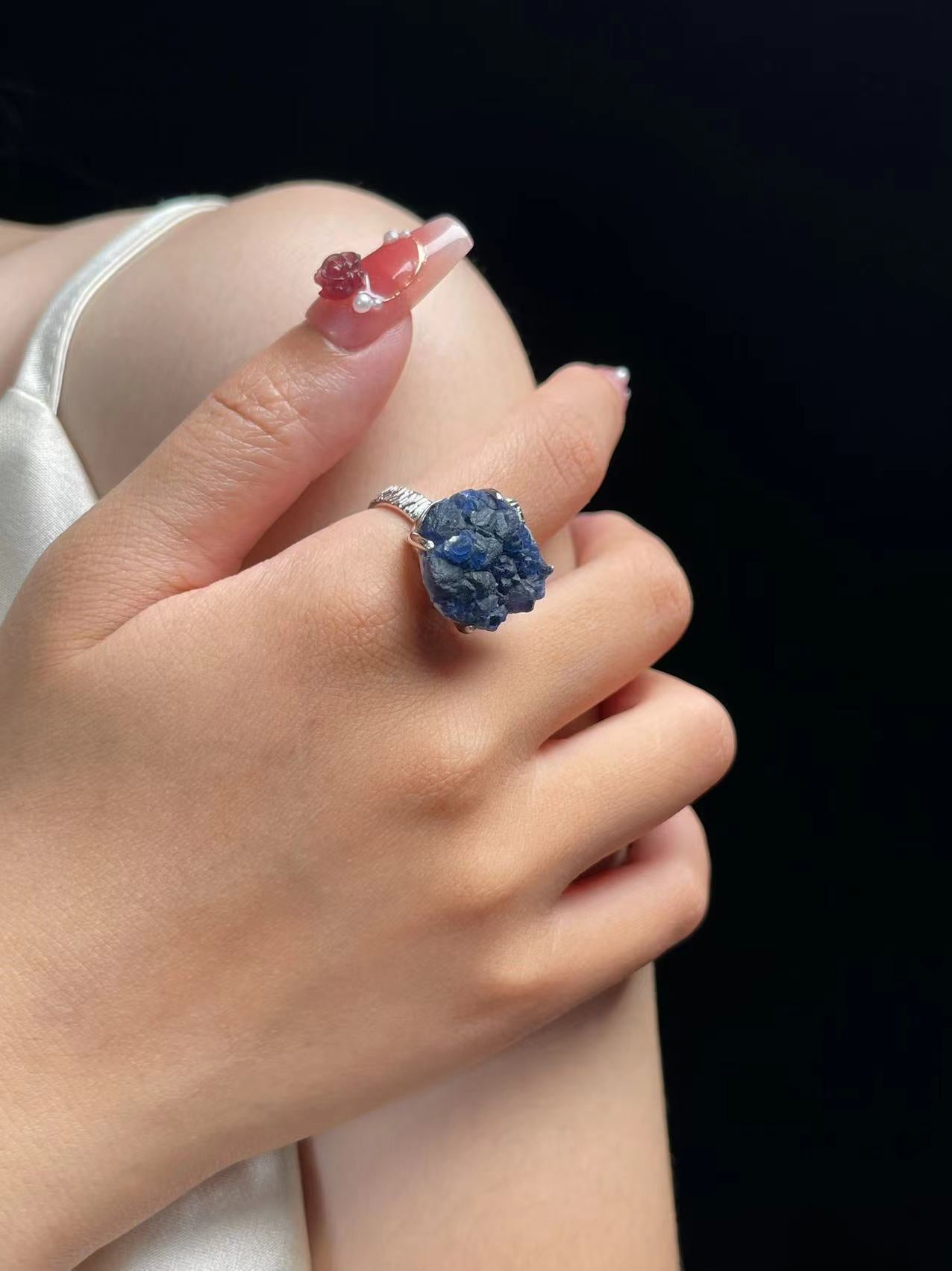 Blueberry Fluorite Cluster Ring