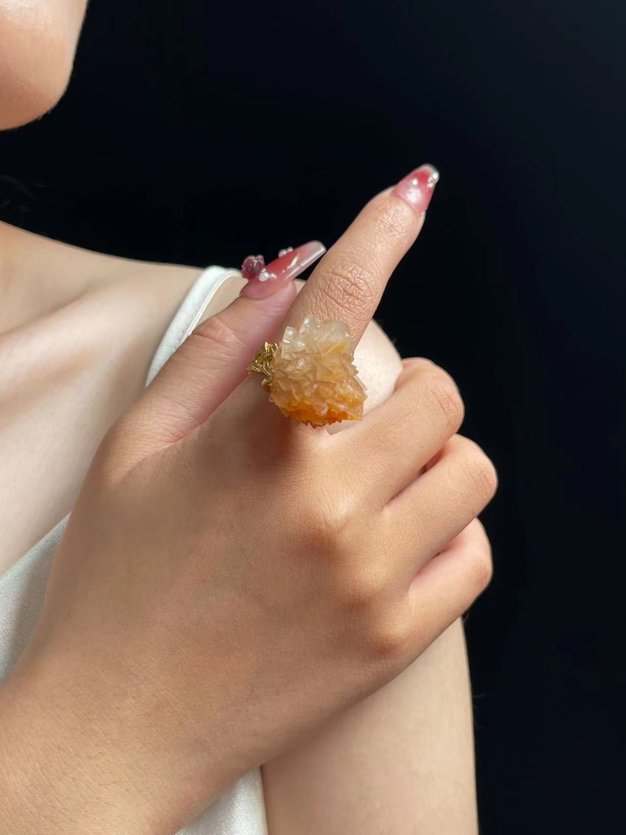 Yellow Calcite Cluster Ring