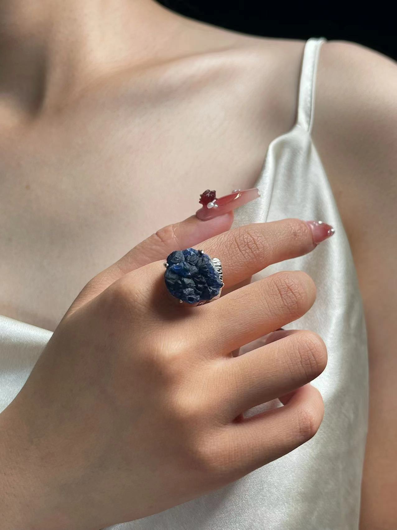 Blueberry Fluorite Cluster Ring