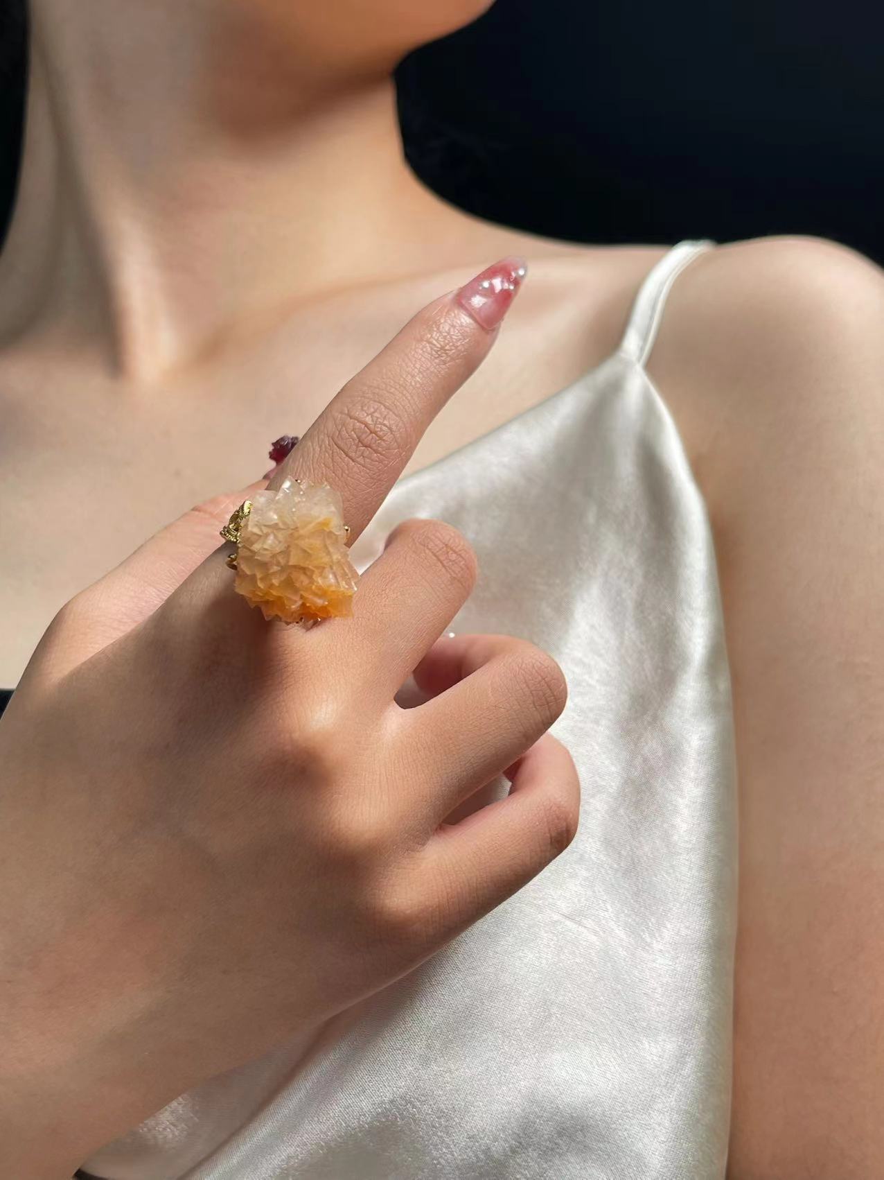 Yellow Calcite Cluster Ring