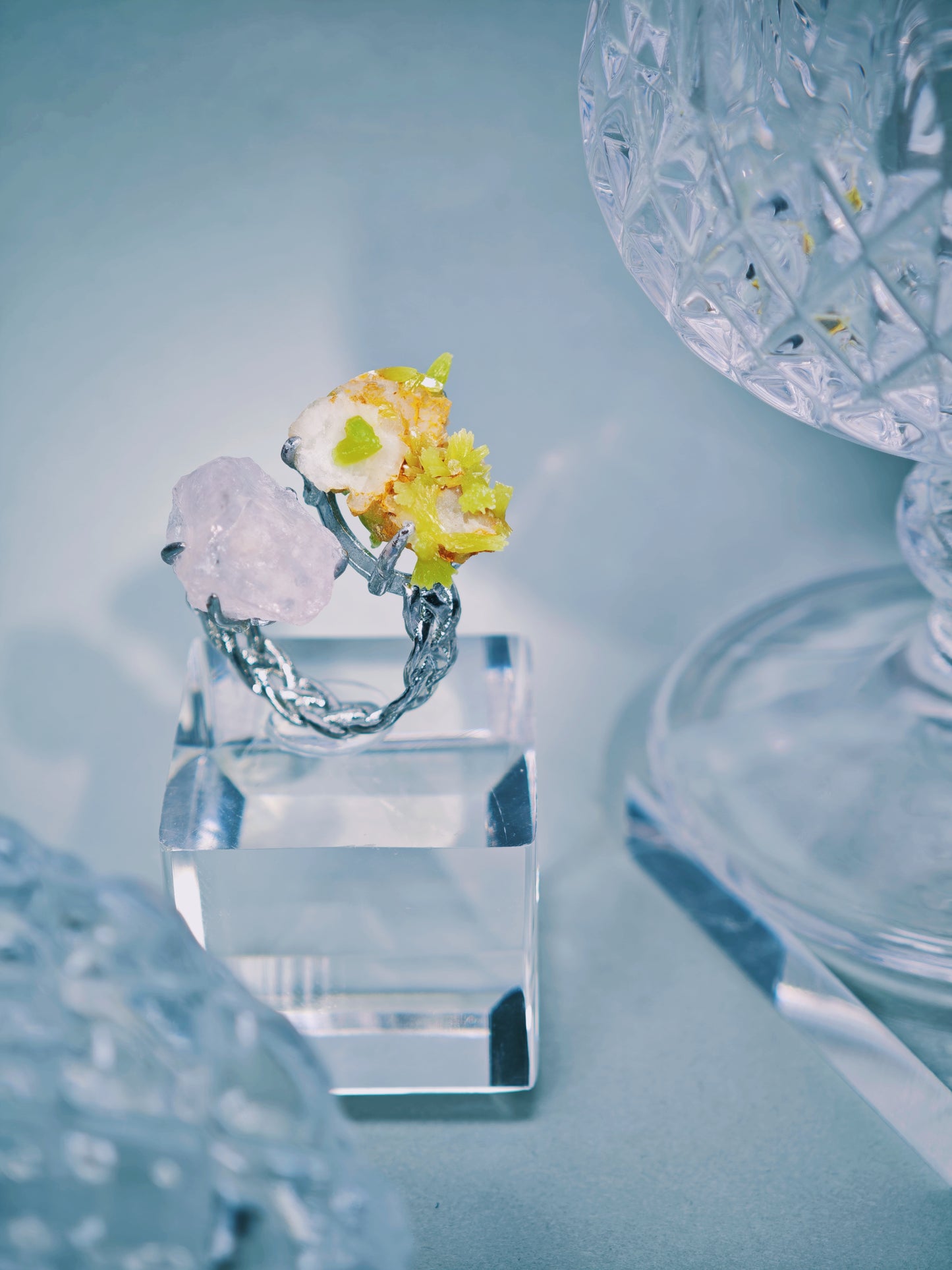 Aquamarine & Kreuz Quartz Ring