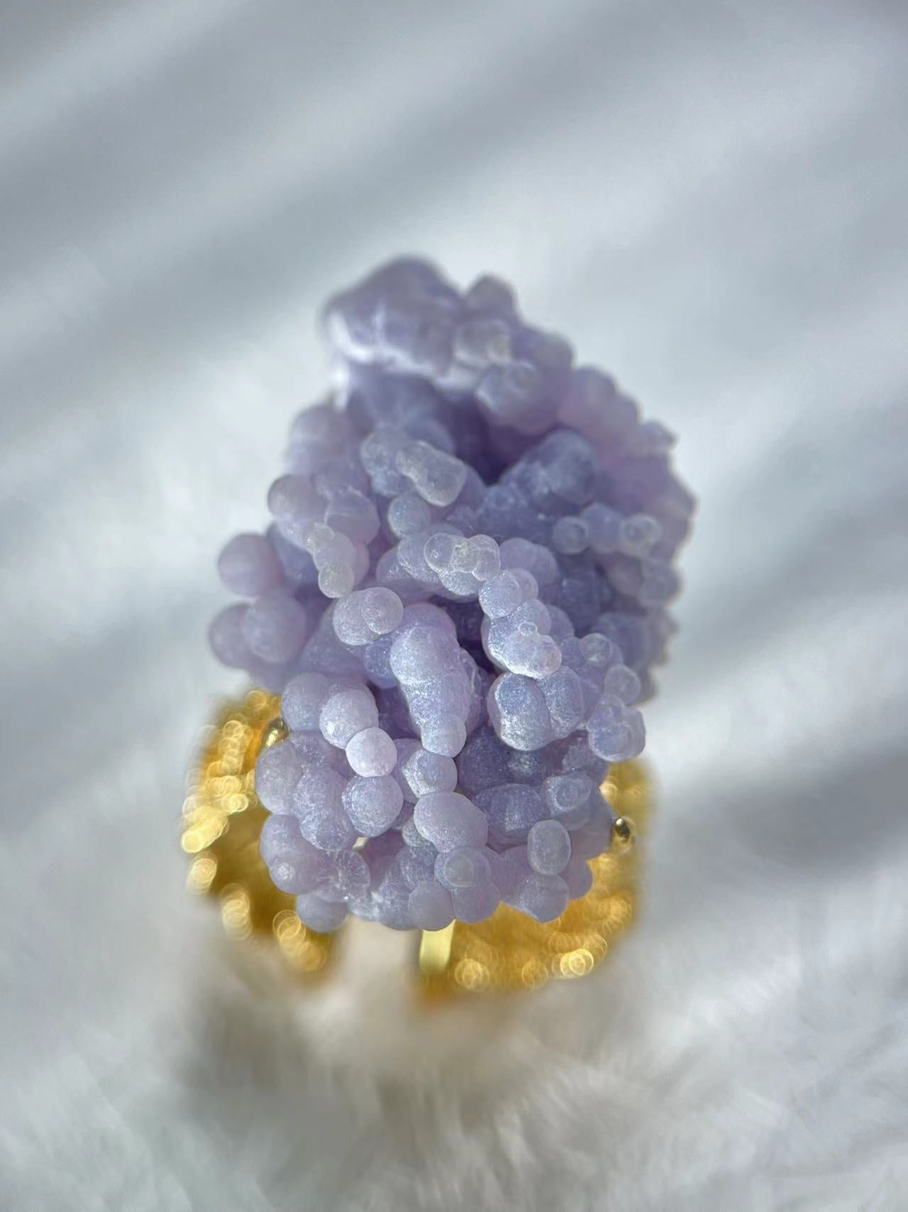 Grape Chalcedony Ring with Twist Band