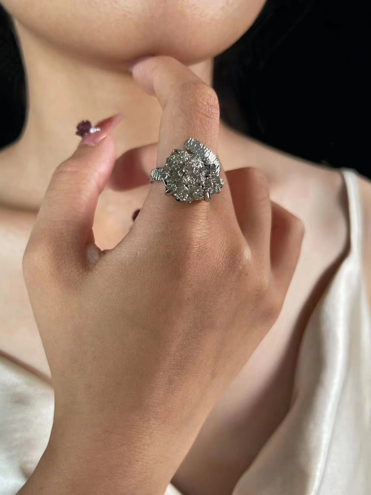 Chalcopyrite Ring — Twisted Band Setting