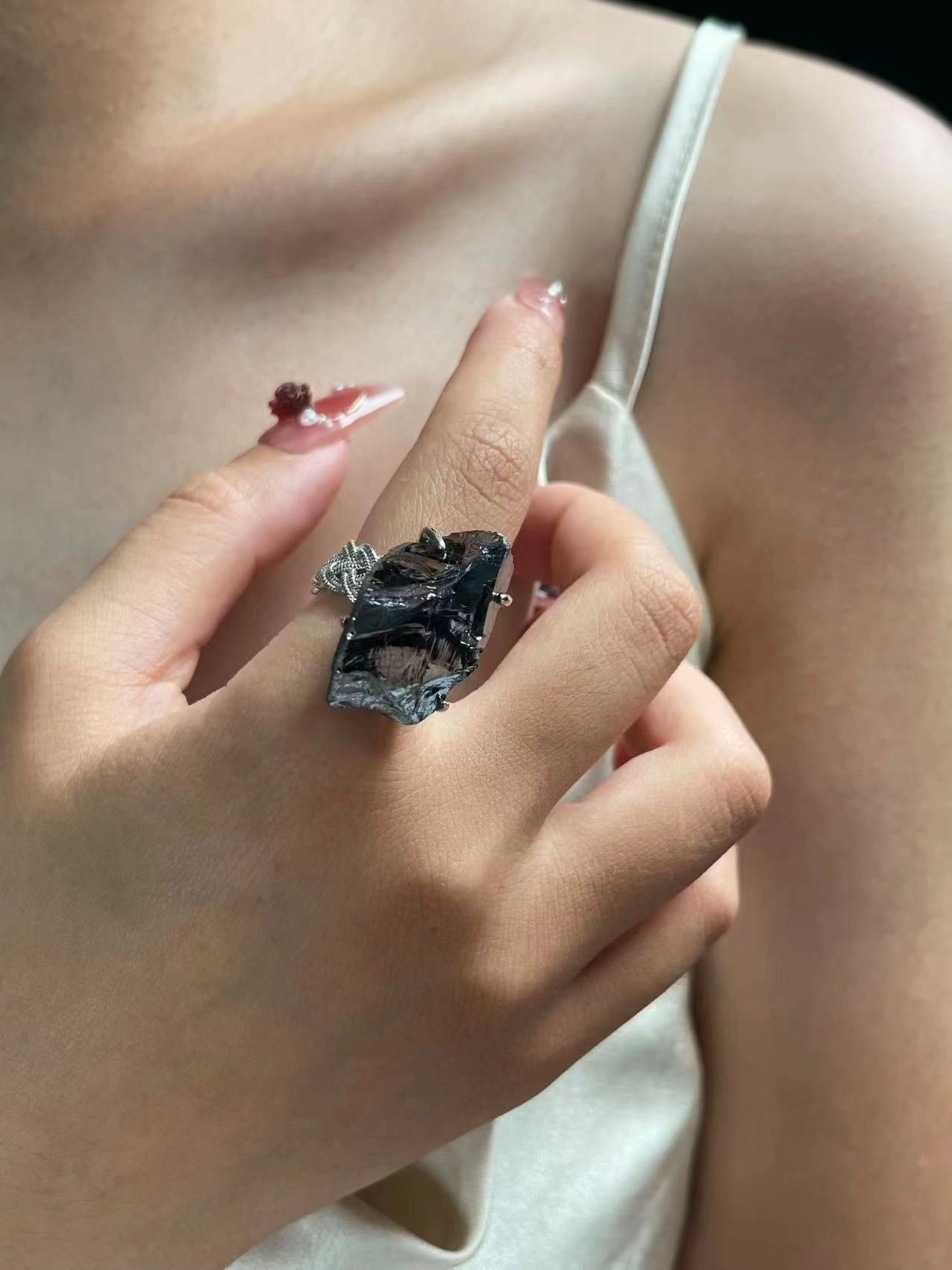 Water Veil | Terahertz Stone Ring