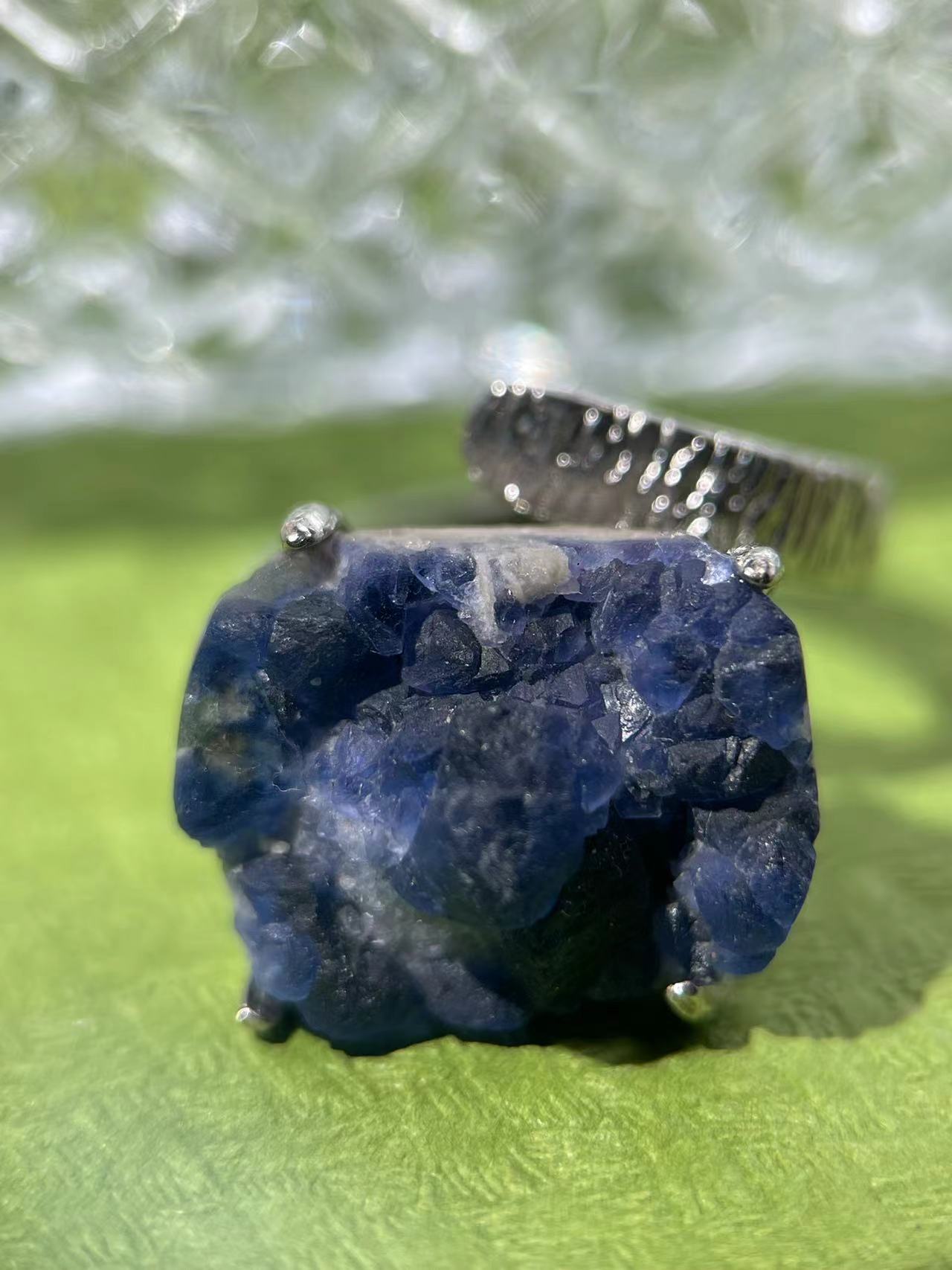 Blueberry Fluorite Cluster Ring