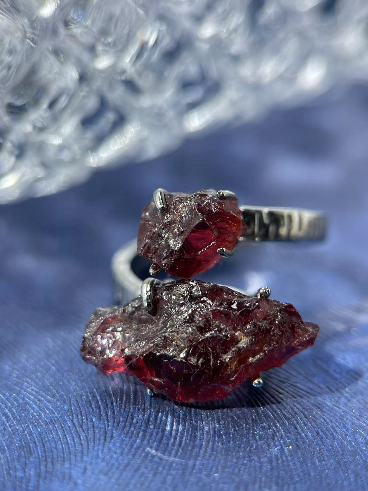 Twin Mexican Geode Raw Crystal Ring