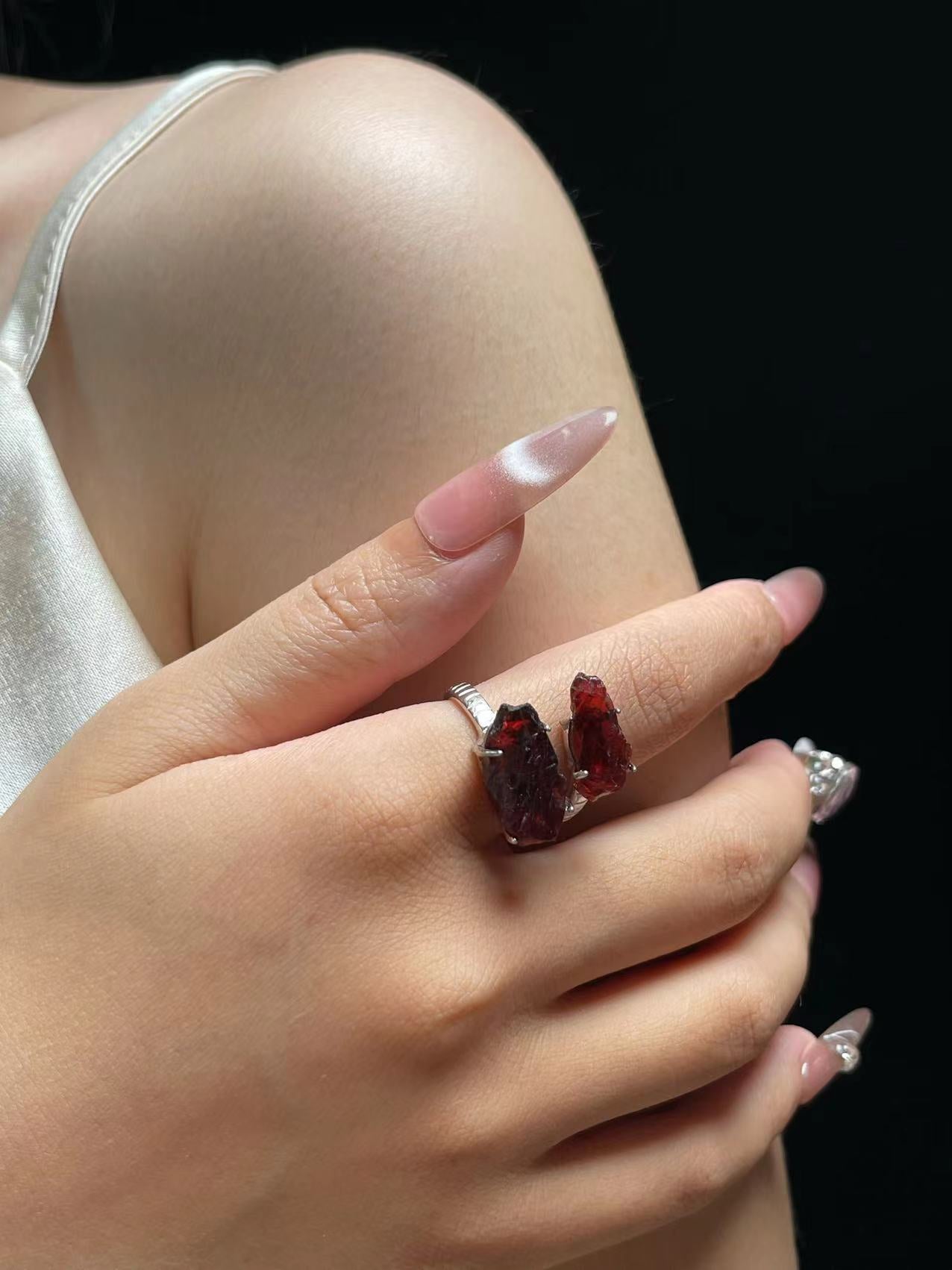 Twin Mexican Geode Raw Crystal Ring