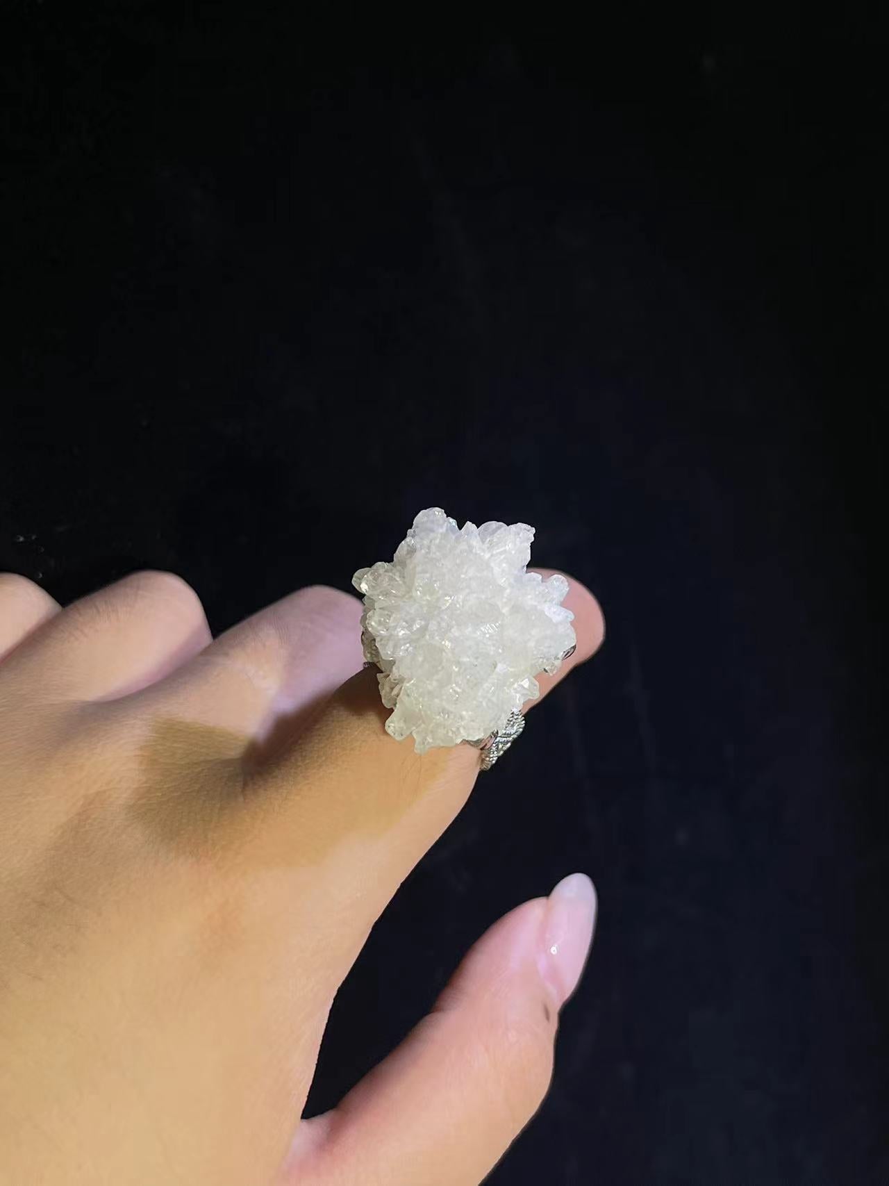 Raw Selenite Crystal Ring