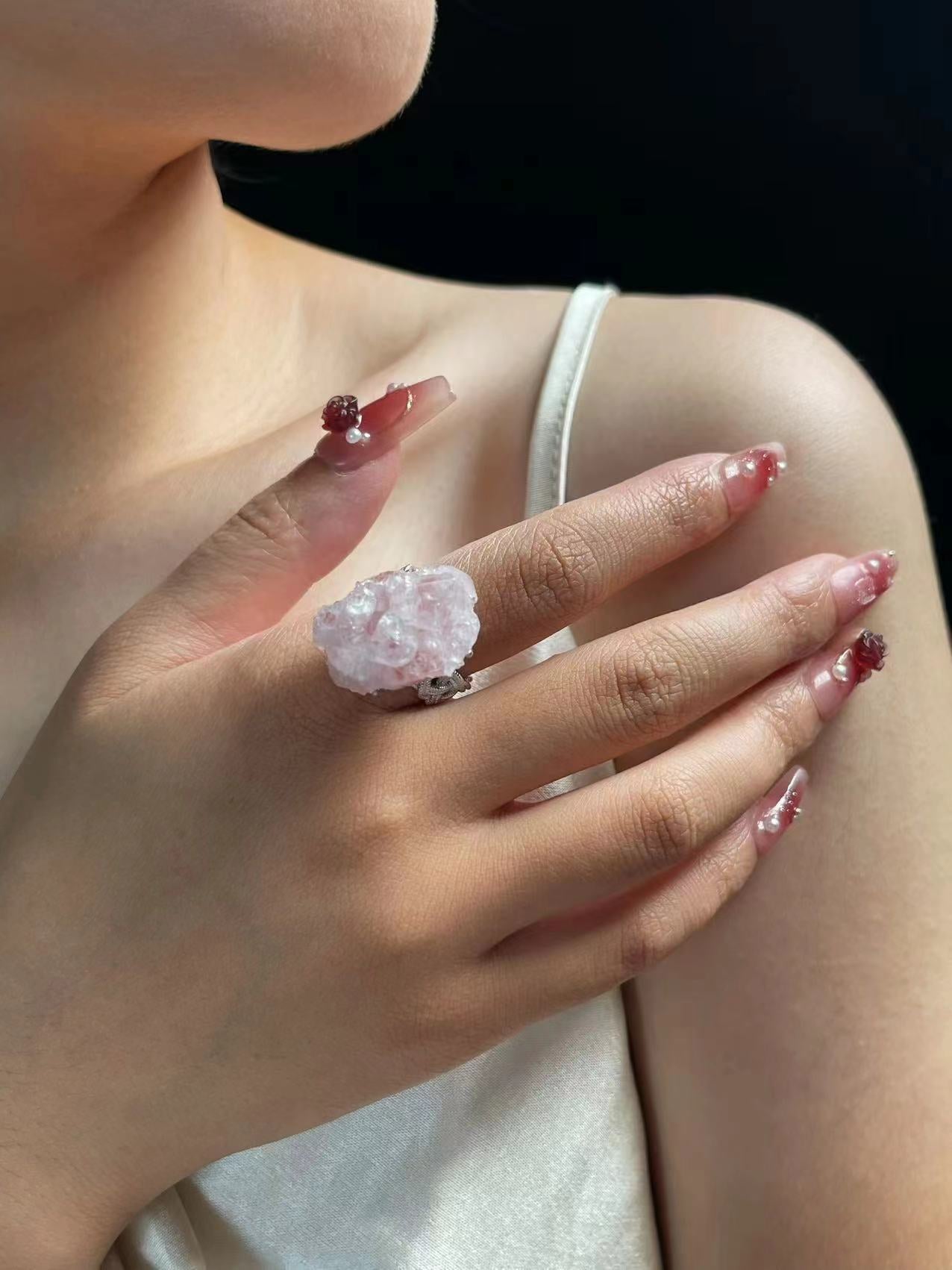 Pink Strawberry Quartz Ring