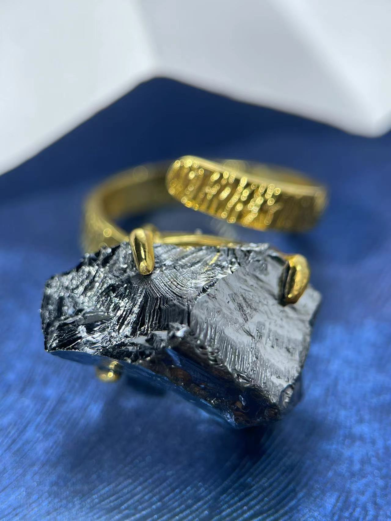 Terahertz Stone Raw Crystal Ring