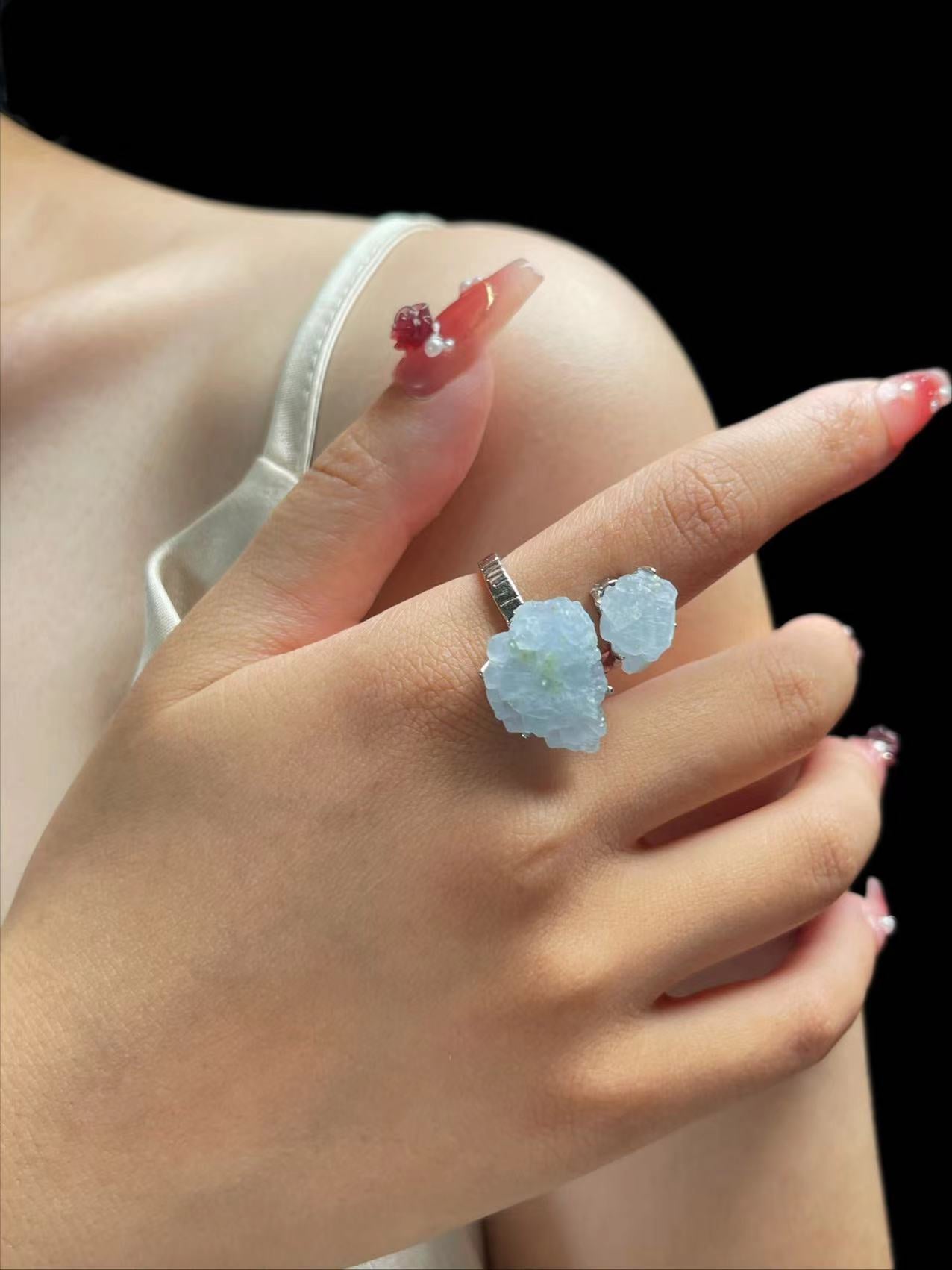 Double Blue Calcite ring