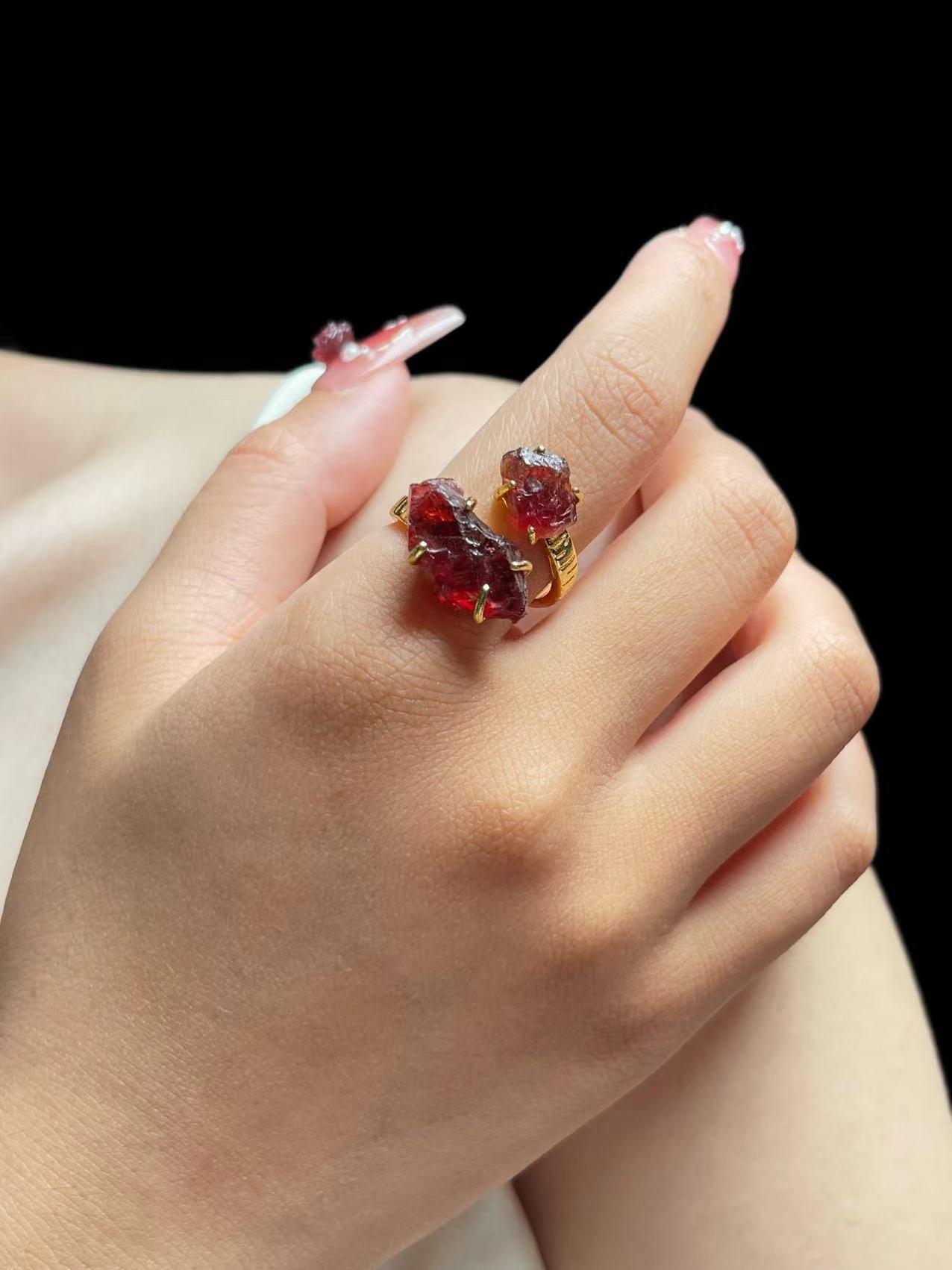 Garnet Cluster Twin Ring