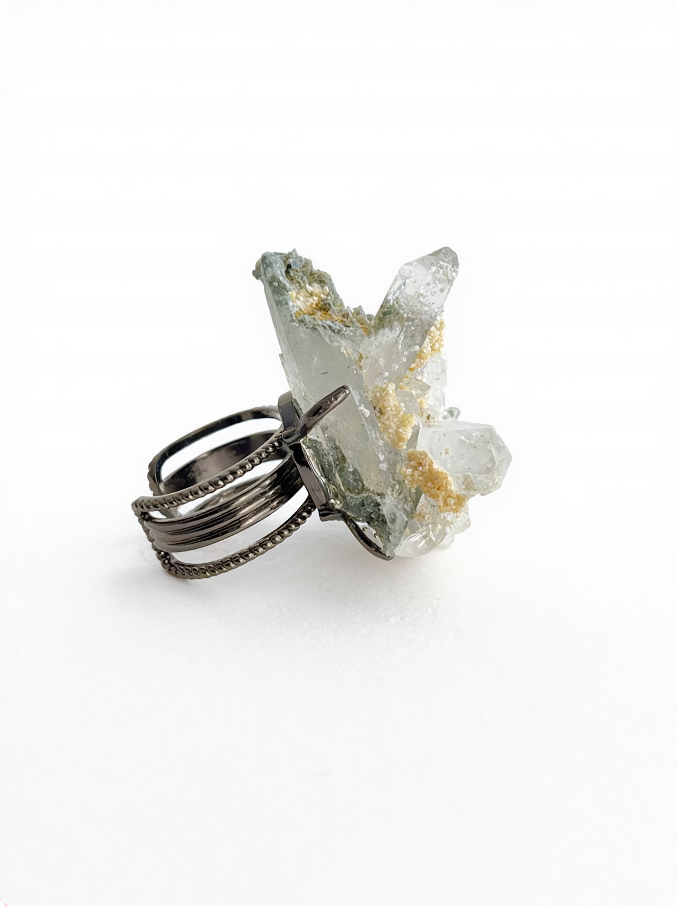 Himalayan Chlorite Quartz Crystal Cluster Ring