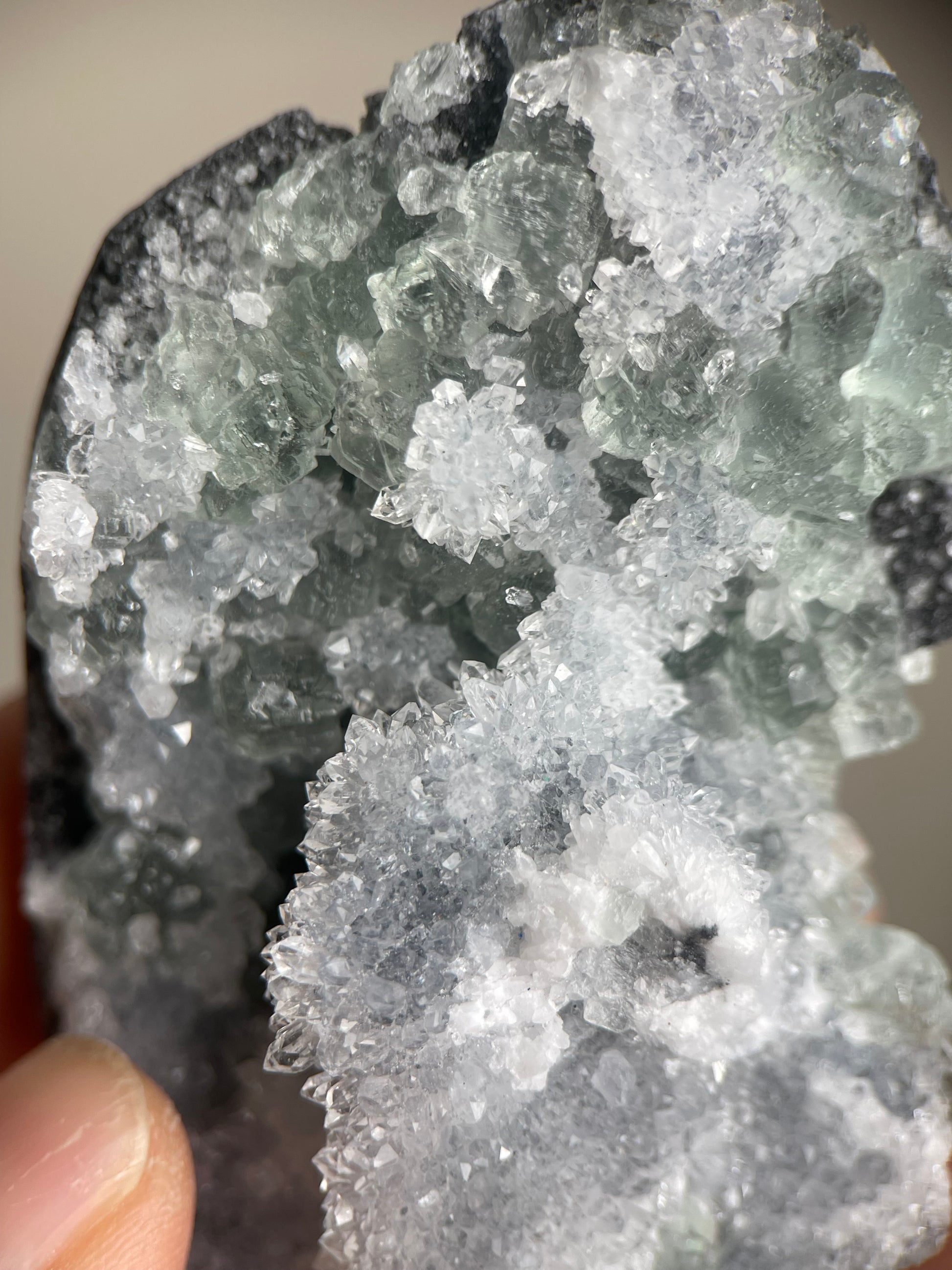Mint Green Fluorite with Quartz Cluster Mineral Specimen GF-2601
