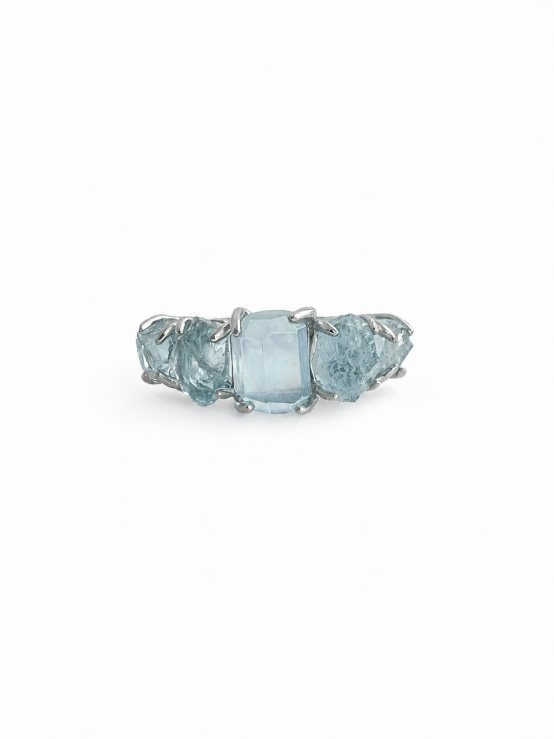 Aquamarine Band Ring – Hand-Cut & Raw Aquamarine